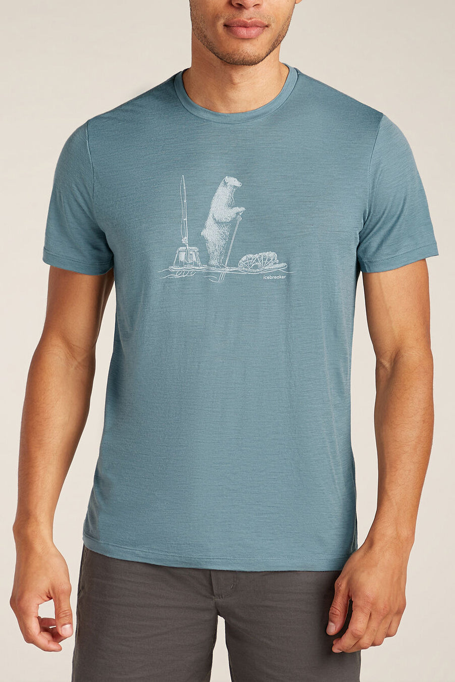 Icebreaker Men's Merino 150 Tech Lite Short Sleeve T-Shirt Polar Paddle Blue Ash