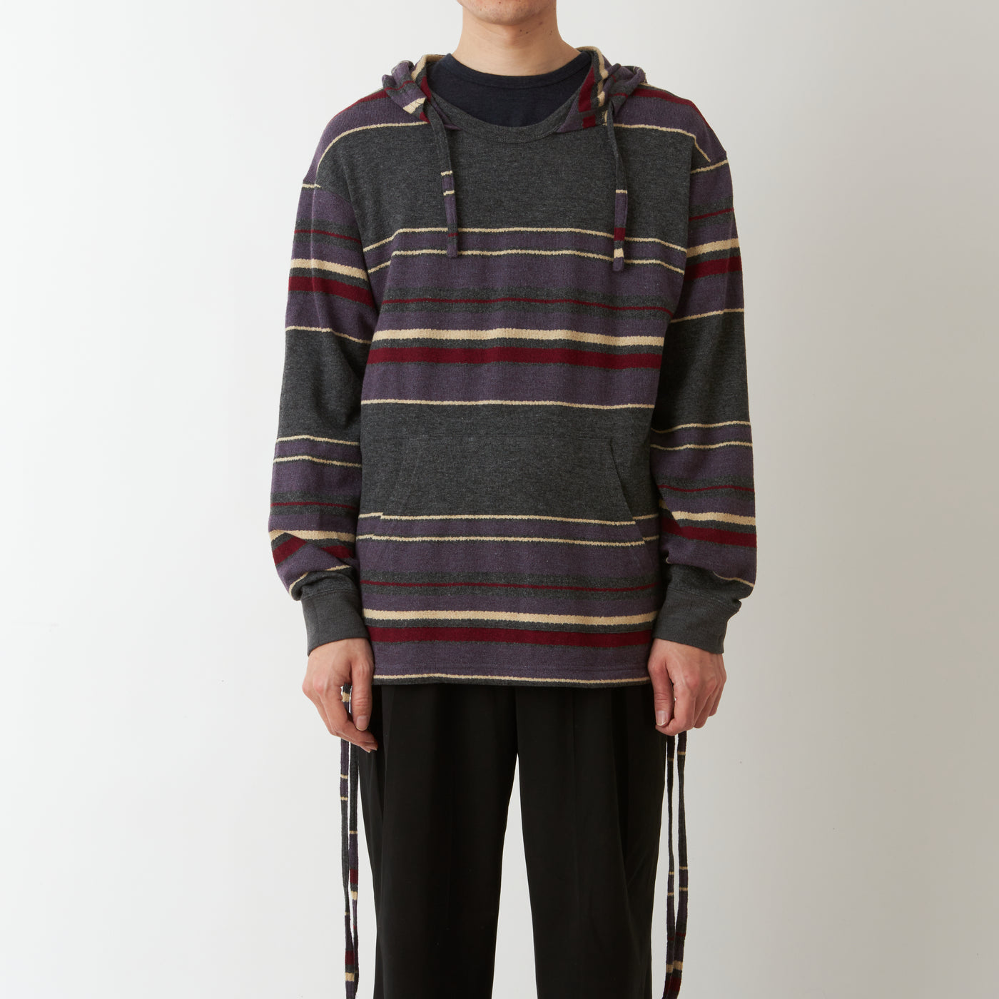 White Mountaineering Multi Stripe Hoodie Charcoal
