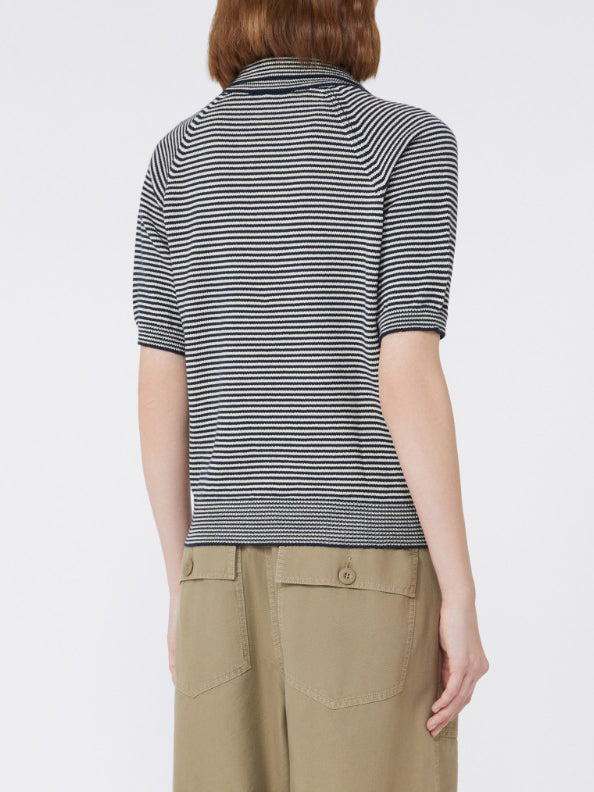 Max Mara Junior Cotton Yarn Polo Shirt Navy