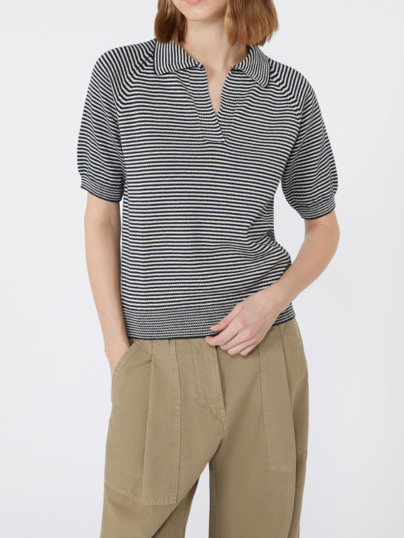 Max Mara Junior Cotton Yarn Polo Shirt Navy
