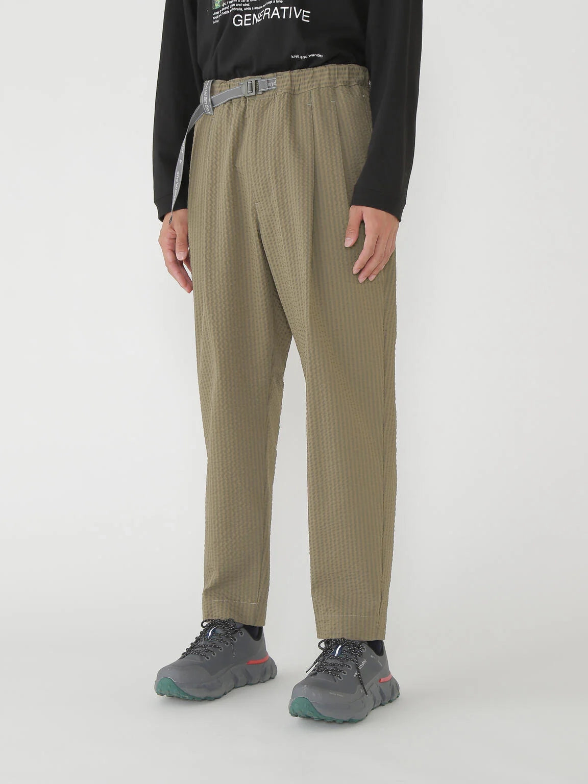 And Wander Dry Soft Seersucker Pants Beige