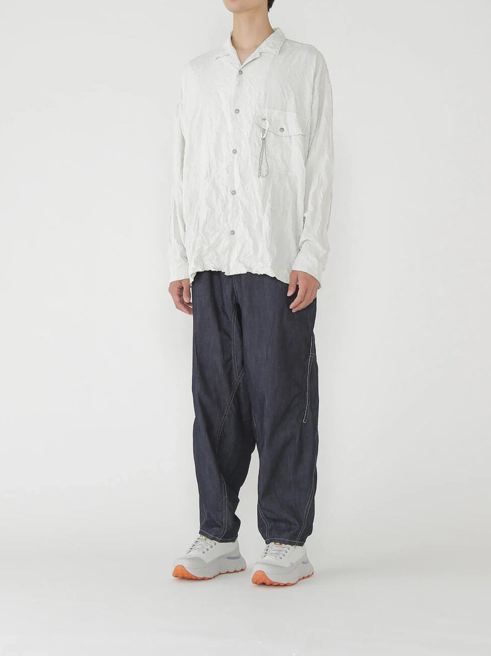 And Wander Drain Easy Denim Wide Pants Navy