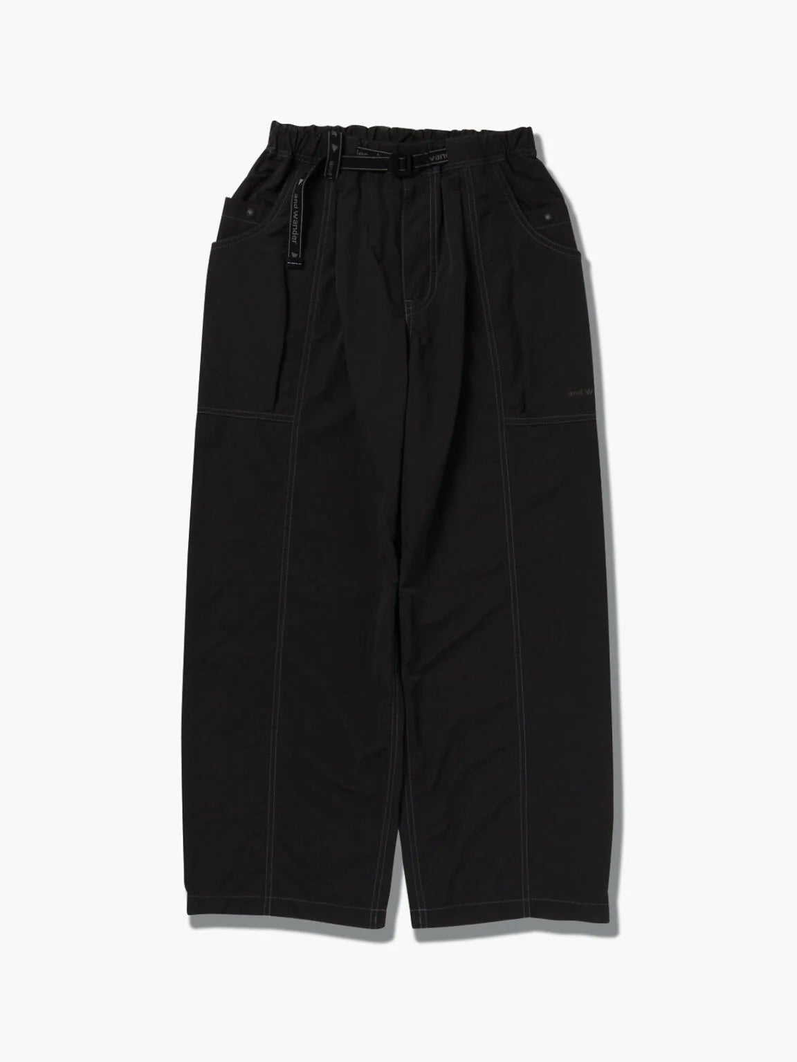 And Wander Crinkled Nylon Pants Black
