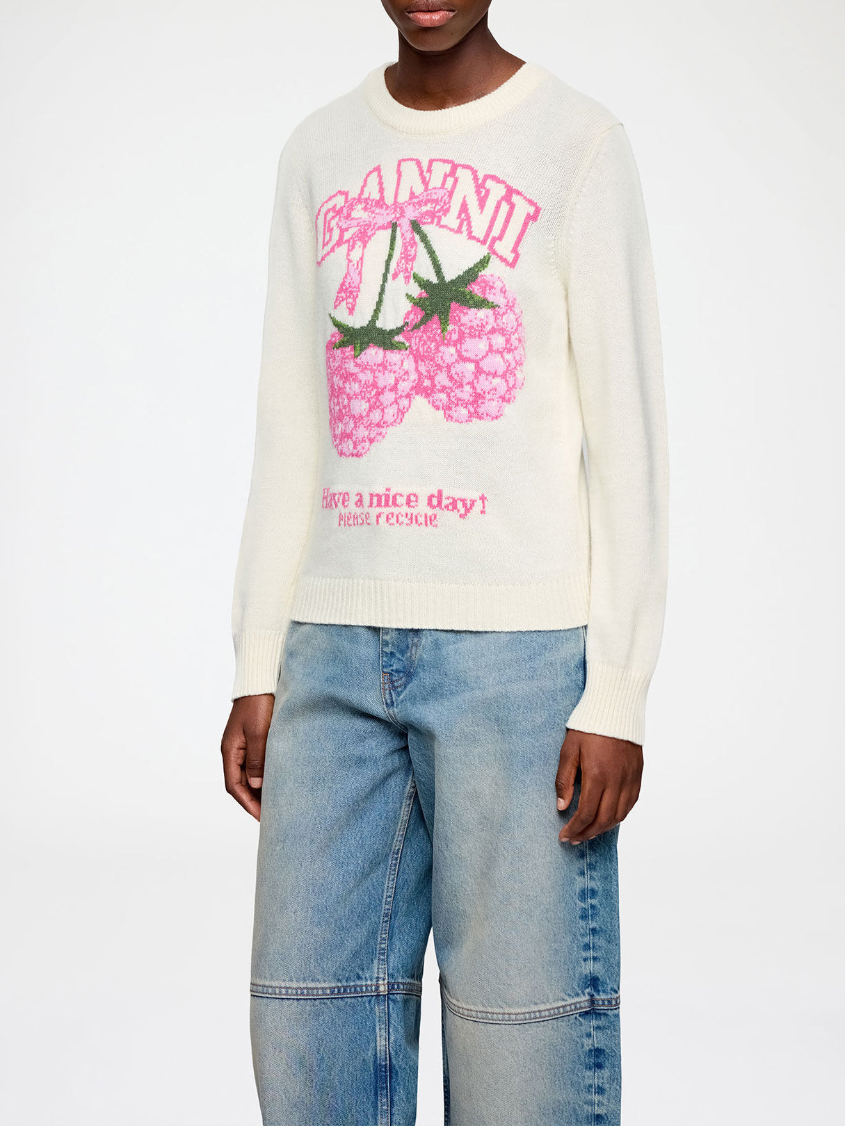 Ganni Jumper in Graphic Wool Egret