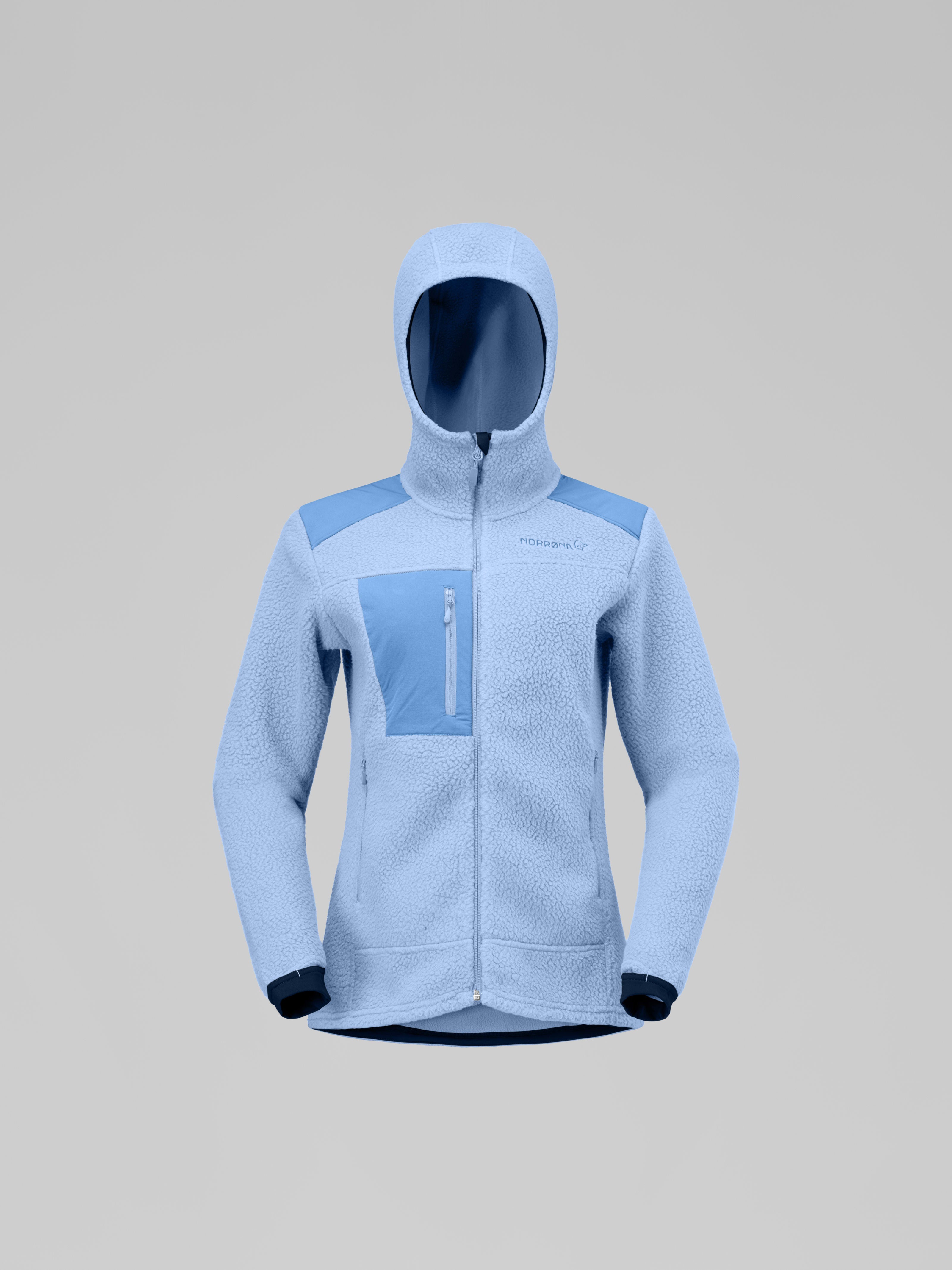 Norrona Women's trollveggen warm3 Zip Hood Cashmere Blue/Allure