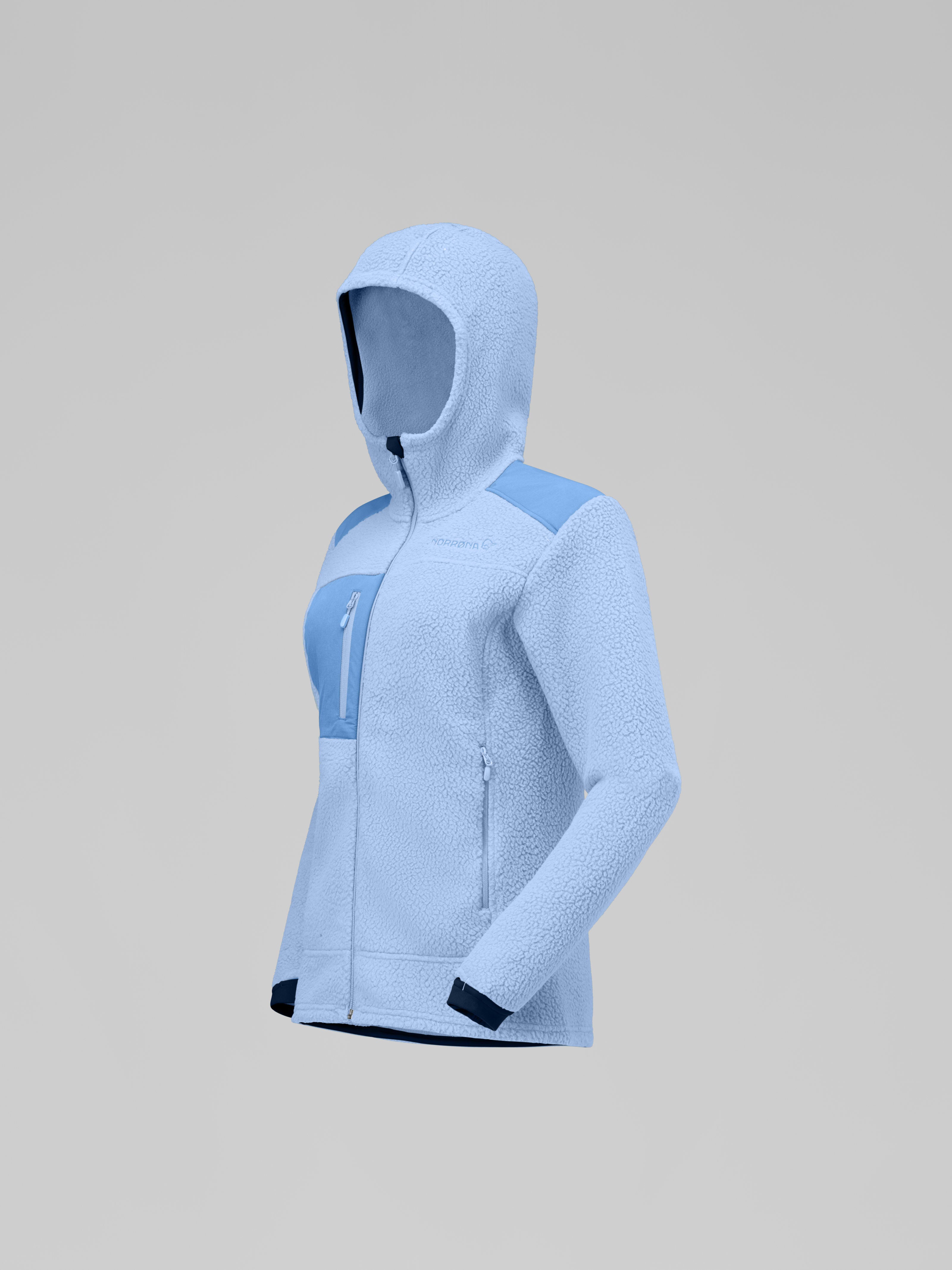 Norrona Women's trollveggen warm3 Zip Hood Cashmere Blue/Allure