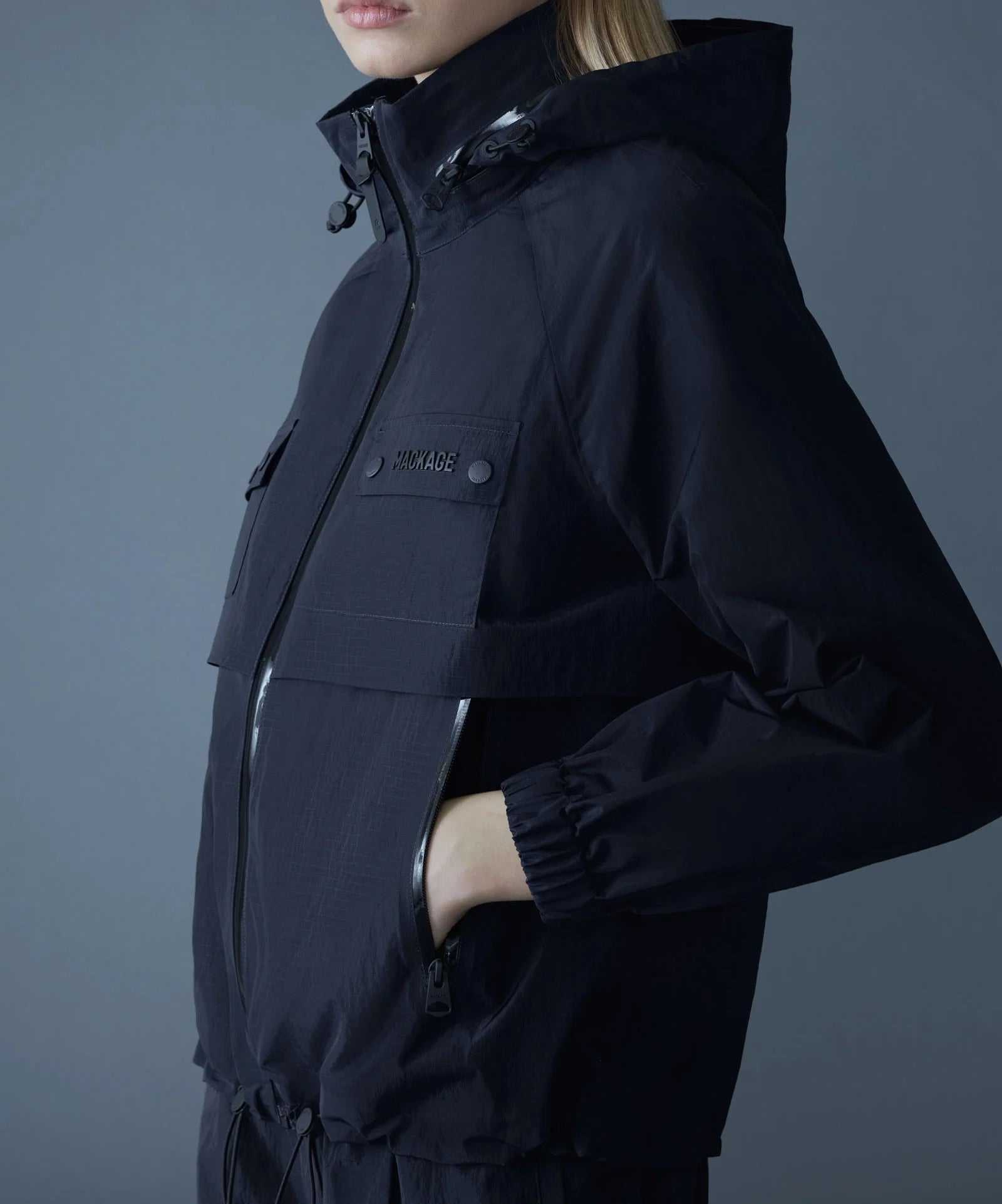 Mackage Devorah Seam-Sealed Rain Jacket Navy