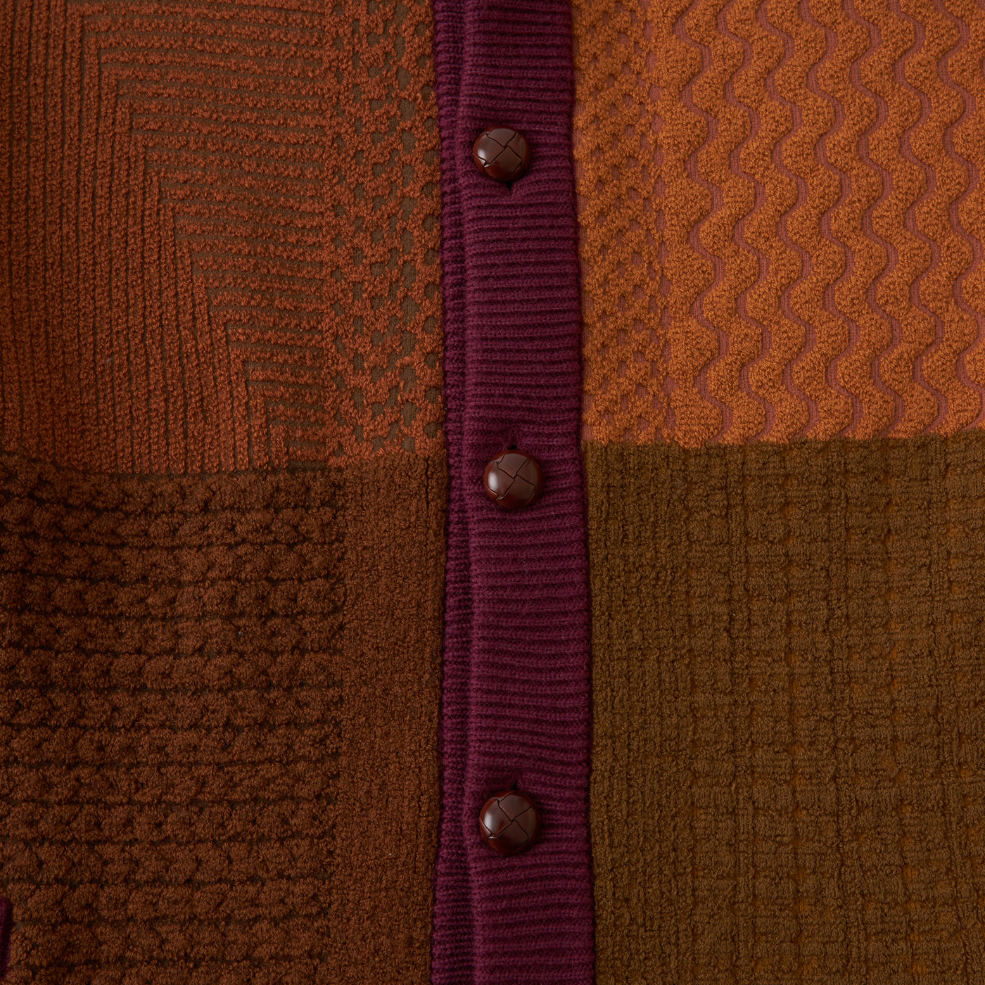 White Mountaineering Fake Patchwork Cardigan Brown