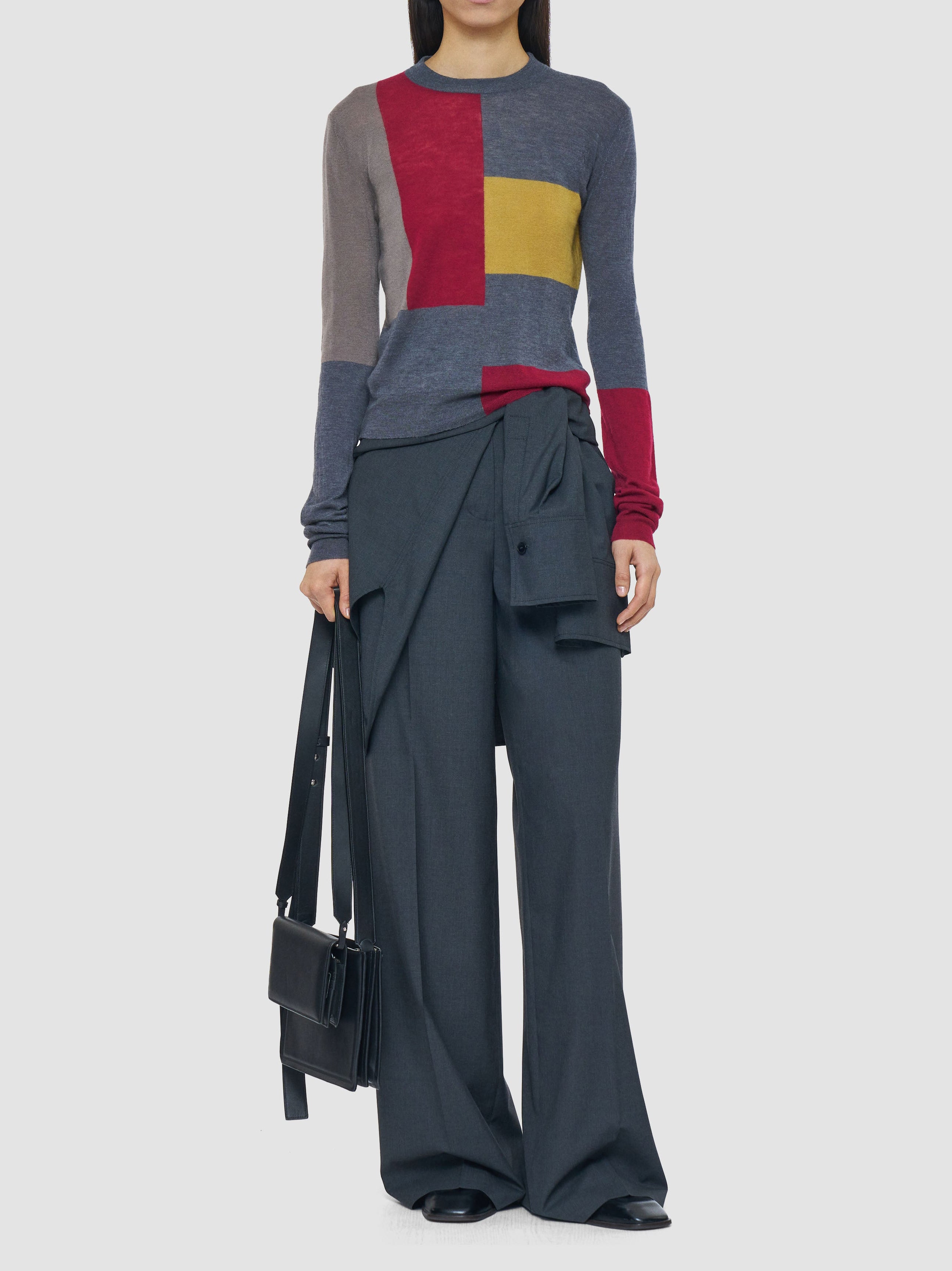 Joseph Overlay Cashair Round Neck Jumper Smoke Combo