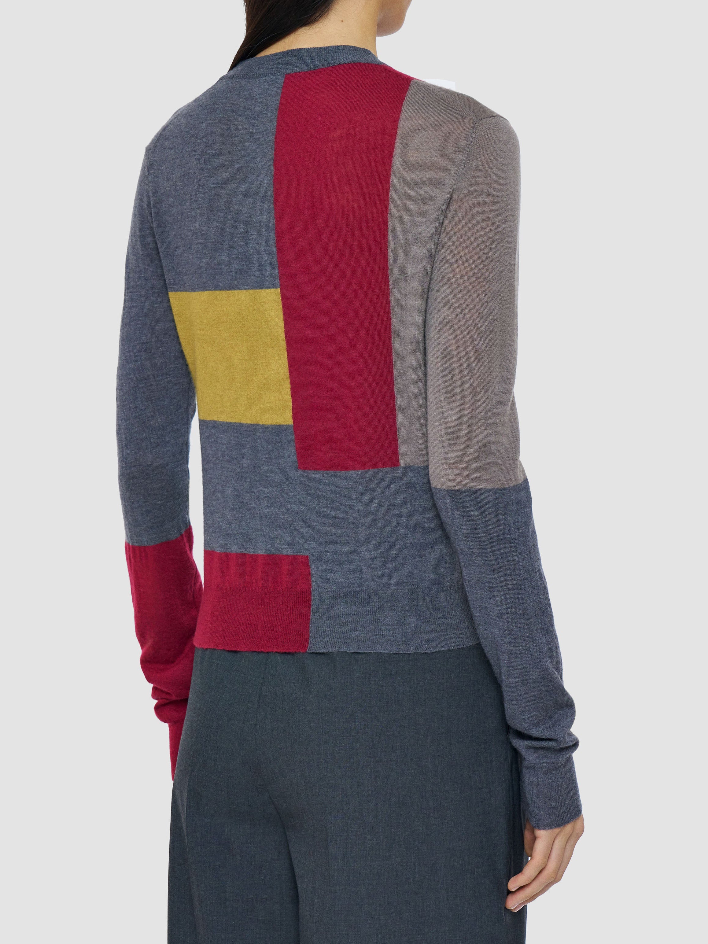 Joseph Overlay Cashair Round Neck Jumper Smoke Combo
