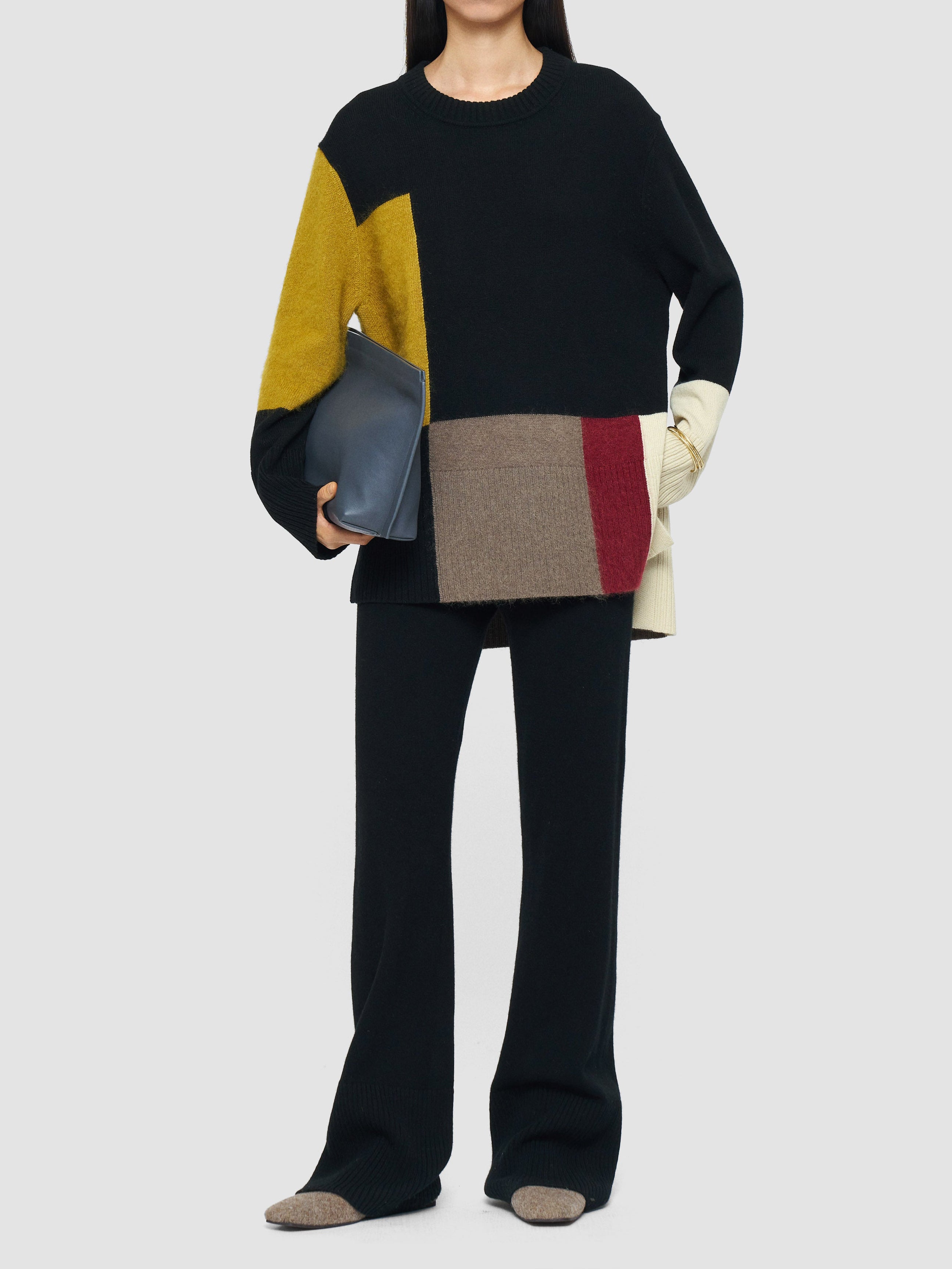 Joseph Overlay Wool Jumper Smoke Combo