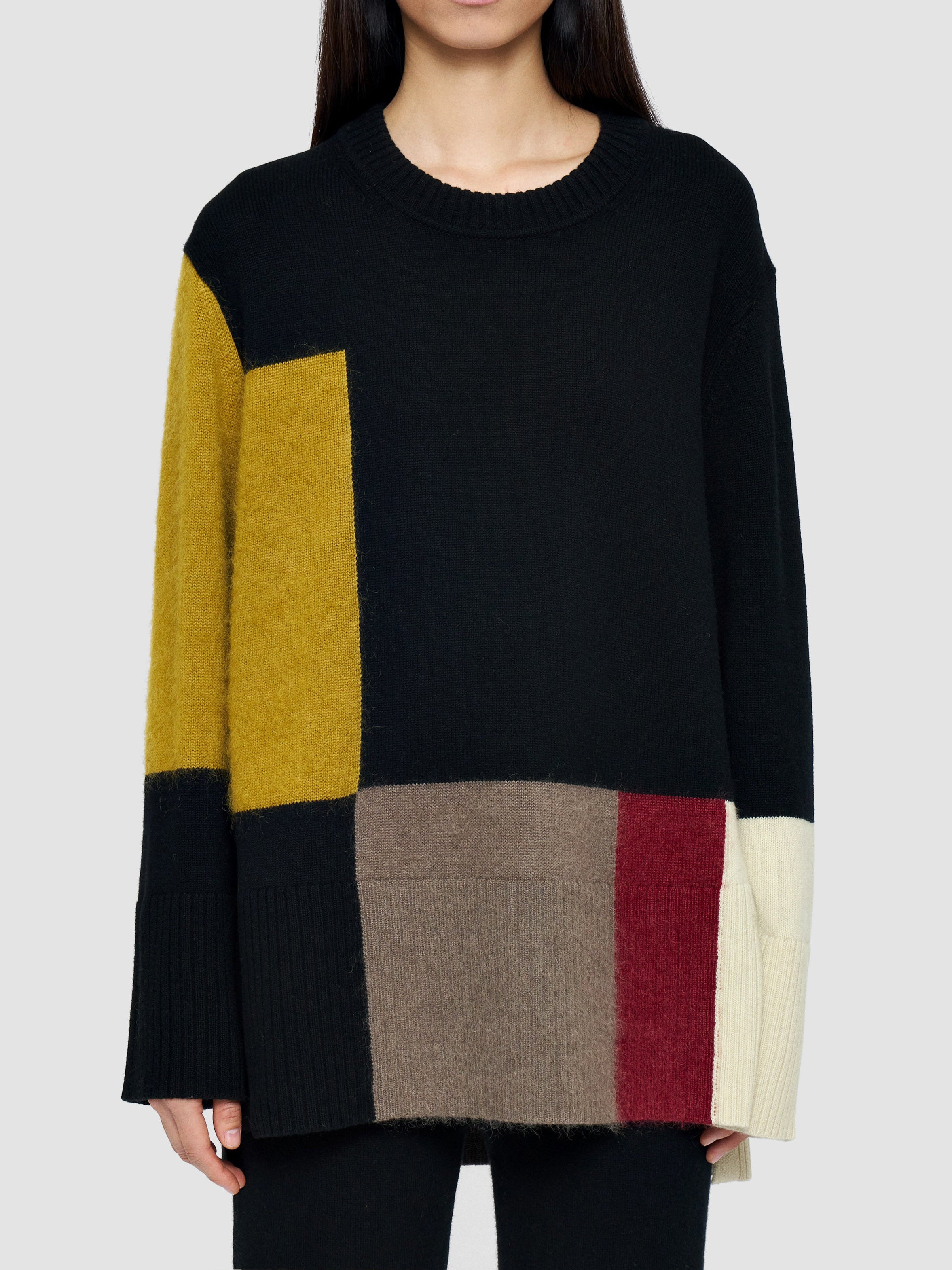 Joseph Overlay Wool Jumper Smoke Combo