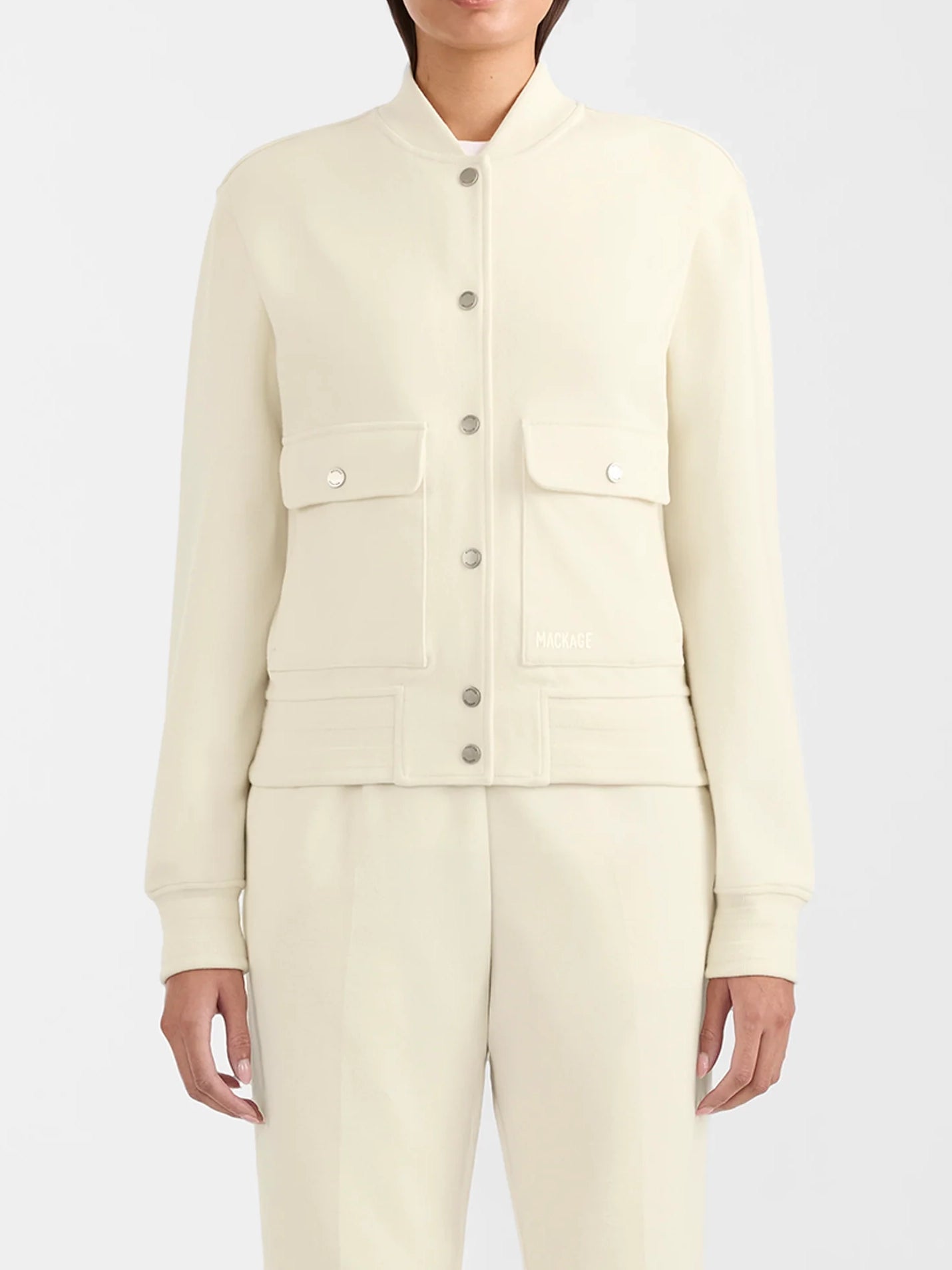 Mackage Juniper-k Brushed Knit Bomber Jacket Cream