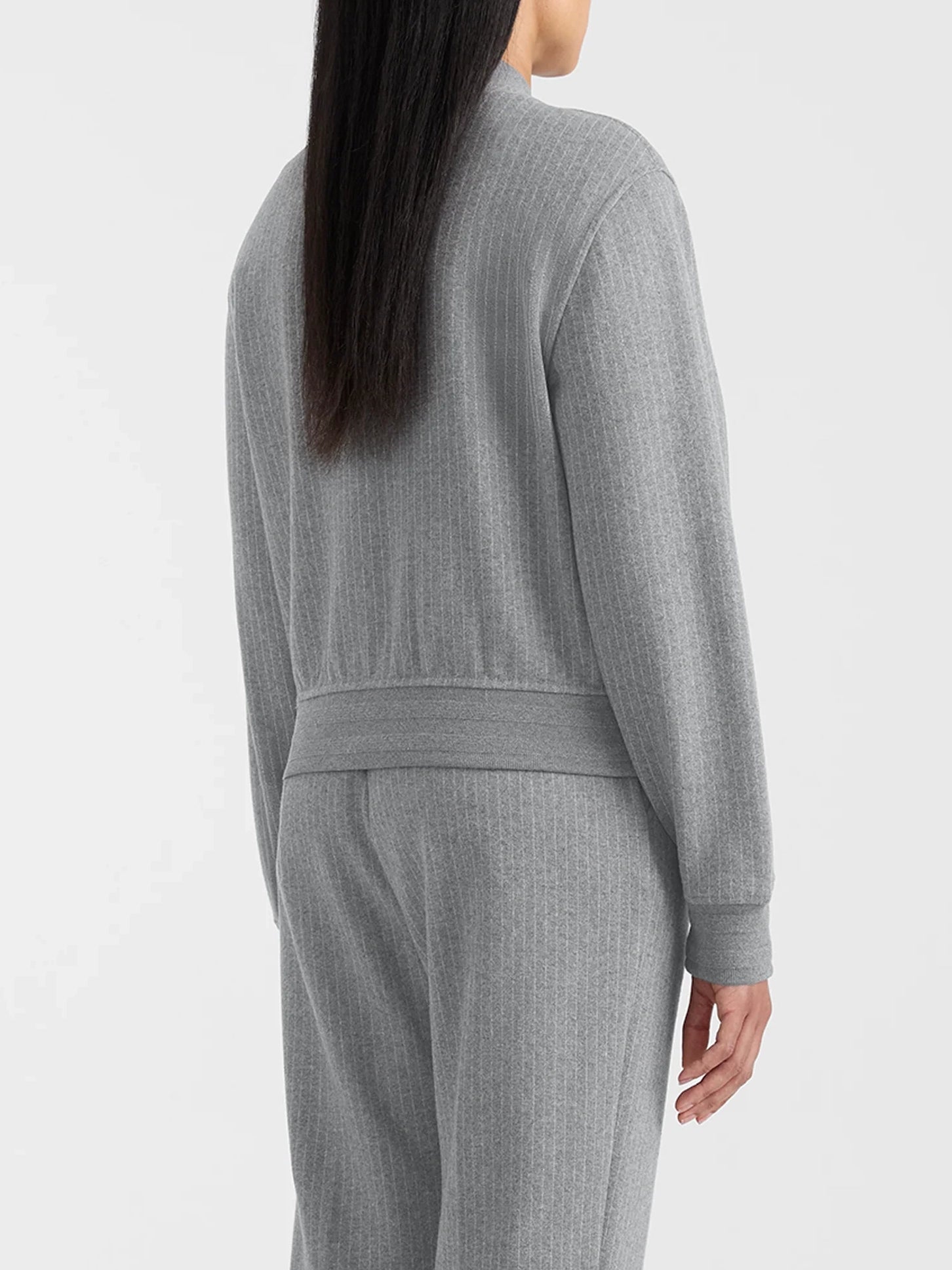 Mackage Juniper-k Brushed Knit Bomber Jacket Light Grey Mix-Cream