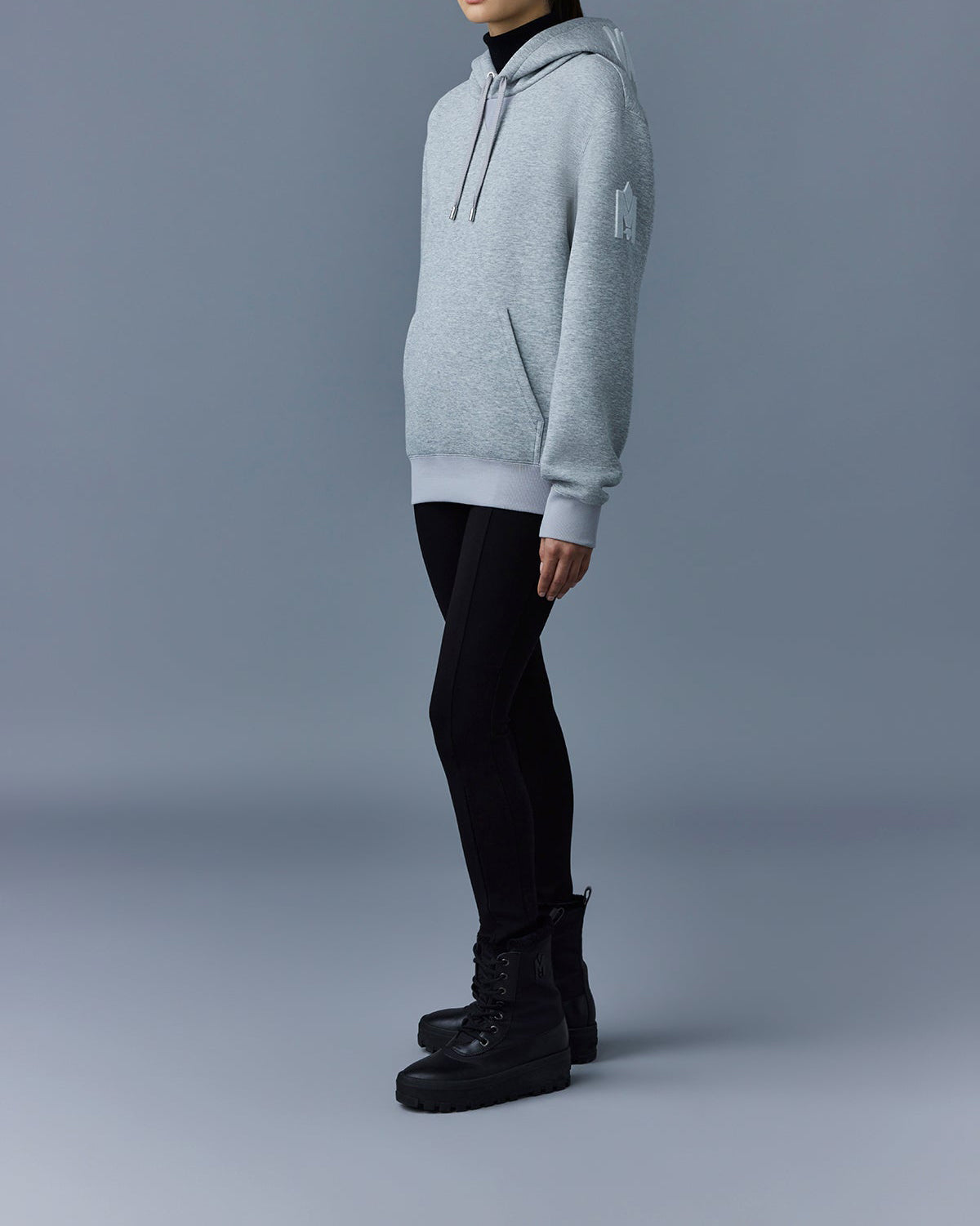 Mackage Krys Hoodie With Velvet Embroidery Light Grey