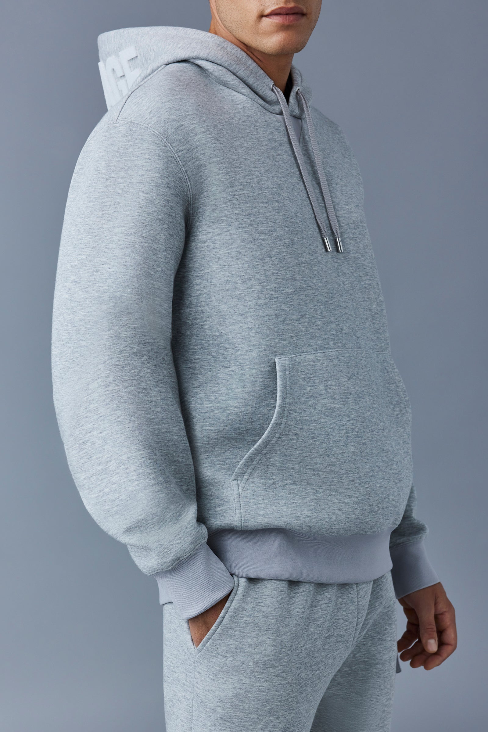 Mackage Krys Hoodie With Velvet Embroidery Light Grey