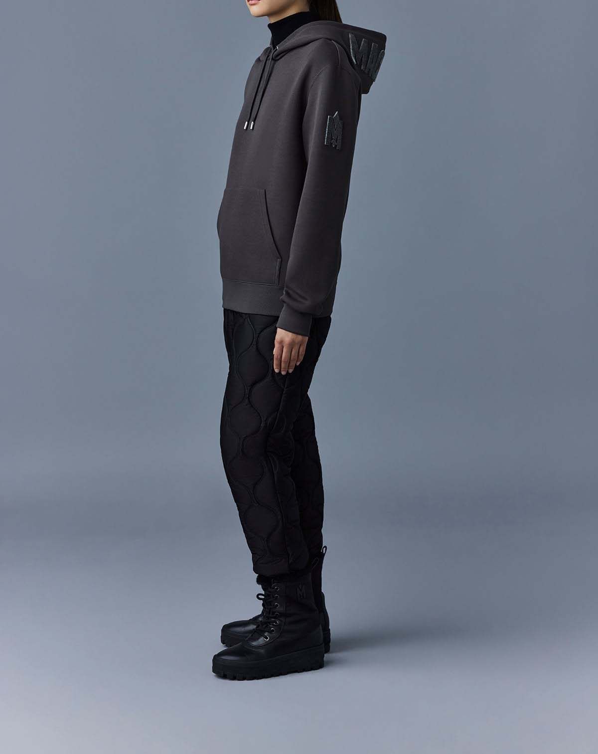 Mackage Krys Hoodie With Velvet Embroidery Carbon