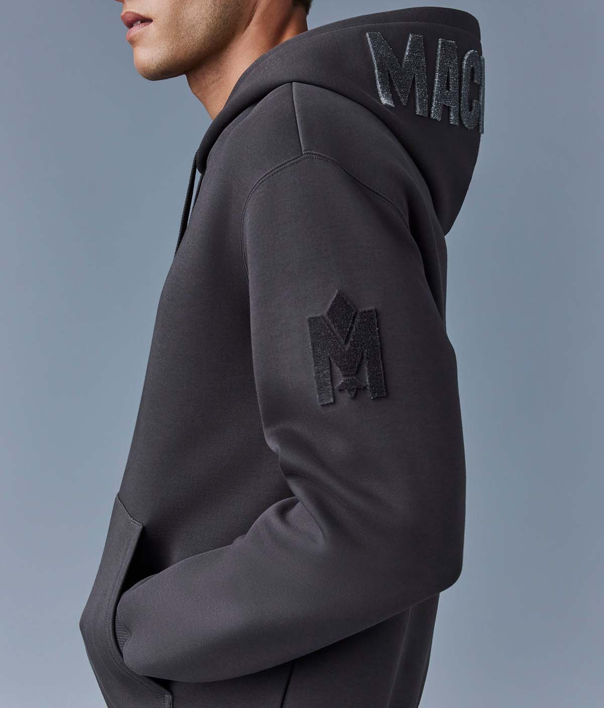 Mackage Krys Hoodie With Velvet Embroidery Carbon