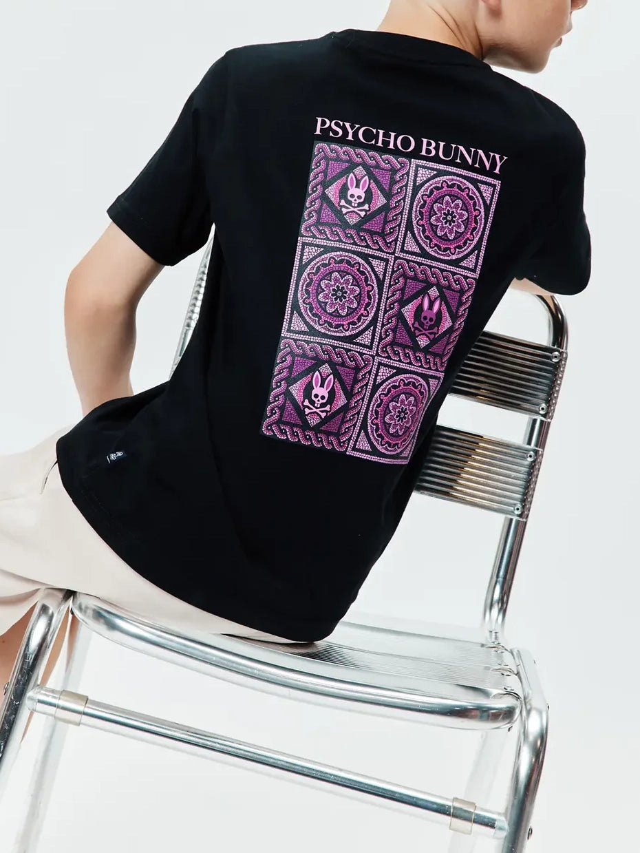 Psycho Bunny Kids Frank Back Graphic Tee Black