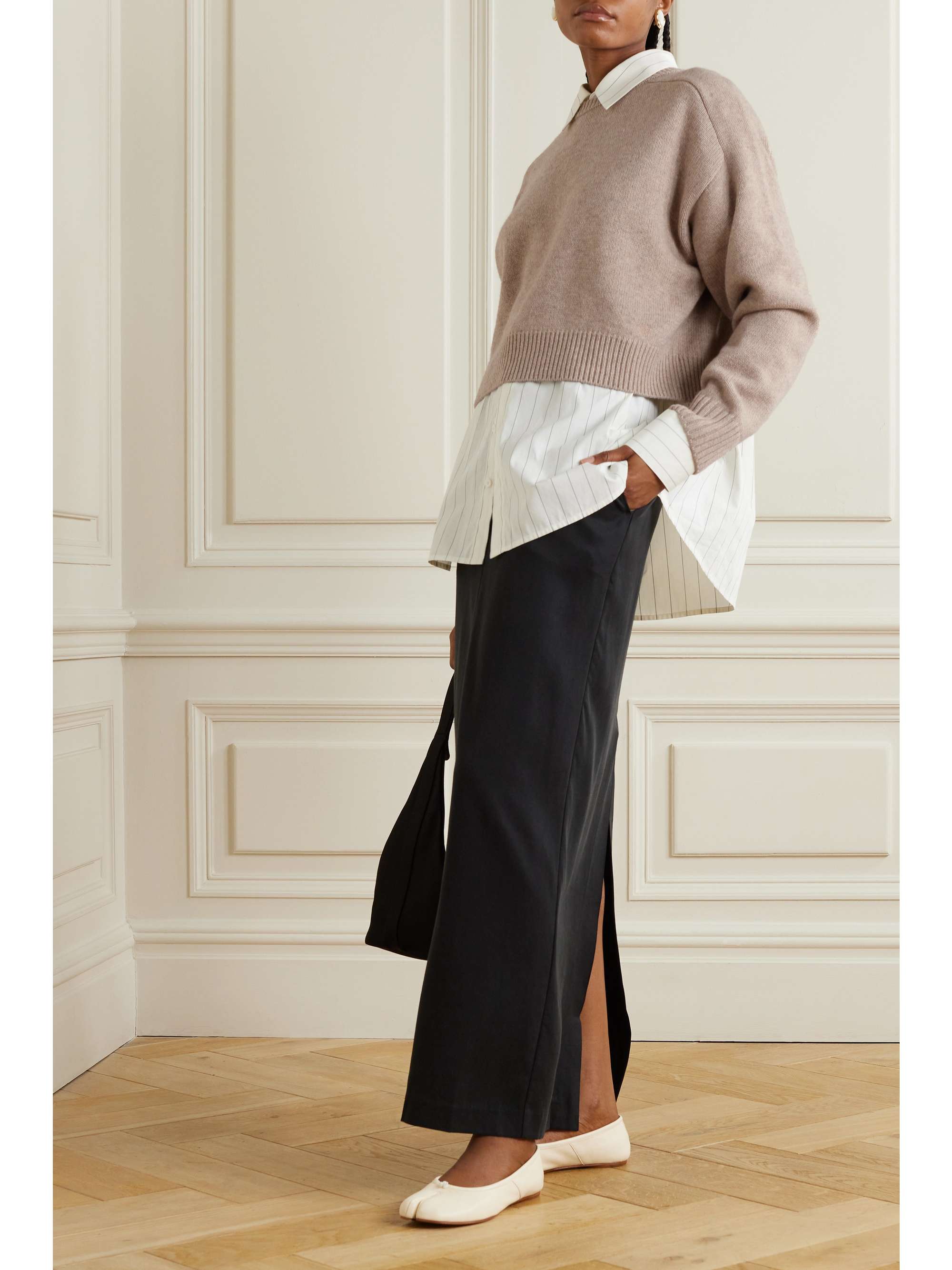 Loulou de Saison Bruzzi Wool Cashmere Sweater Beige