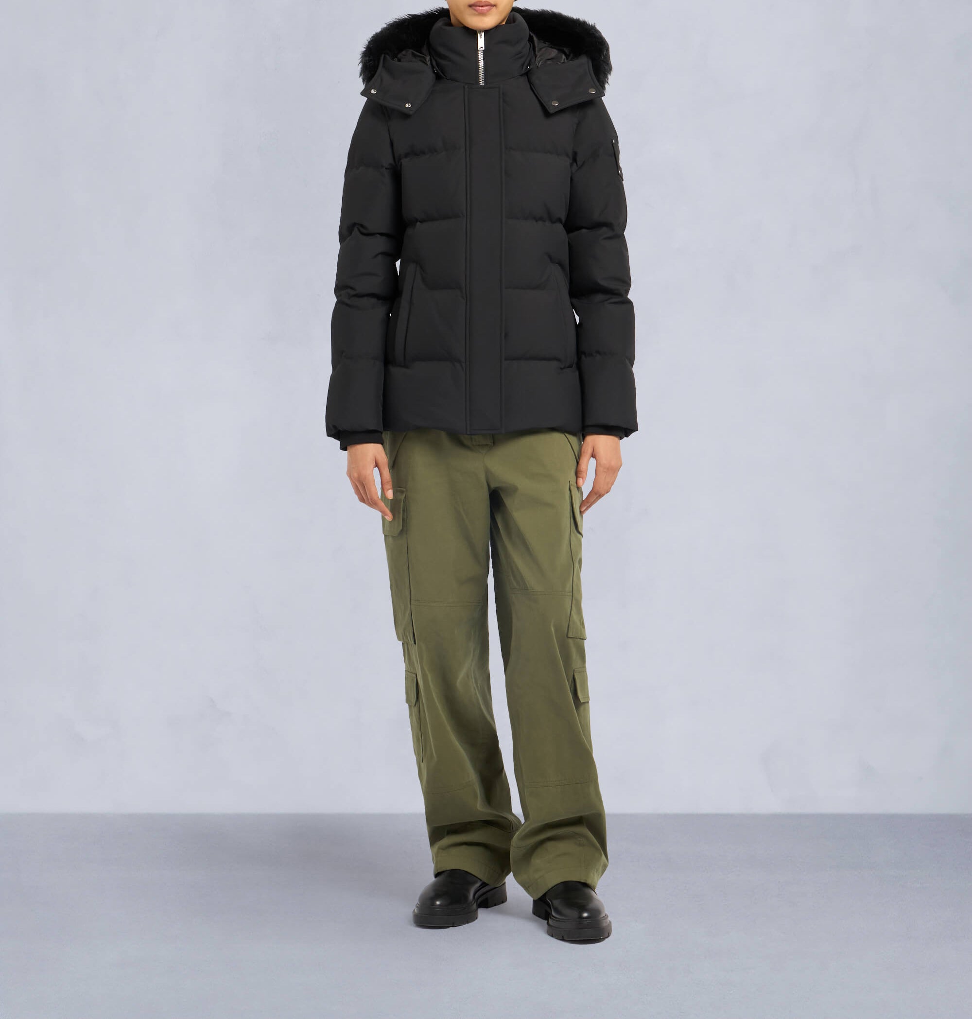 Moose Knuckles Ladies Cloud Shearling 3Q Jacket Black