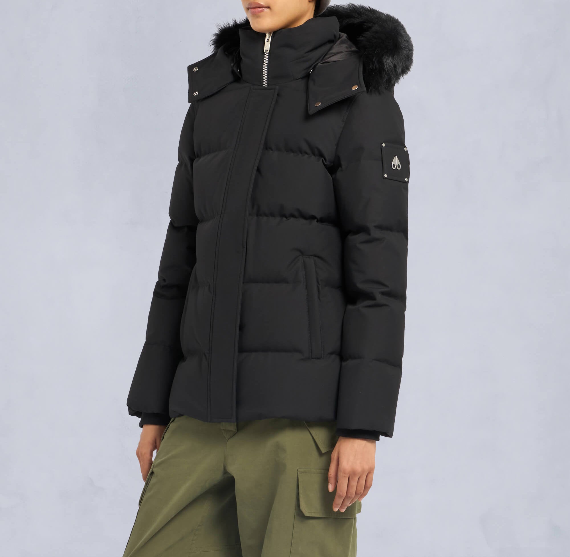 Moose Knuckles Ladies Cloud Shearling 3Q Jacket Black