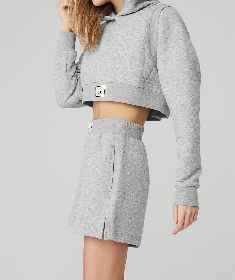 Alo Quilted Arena Boxing Short Heather Grey