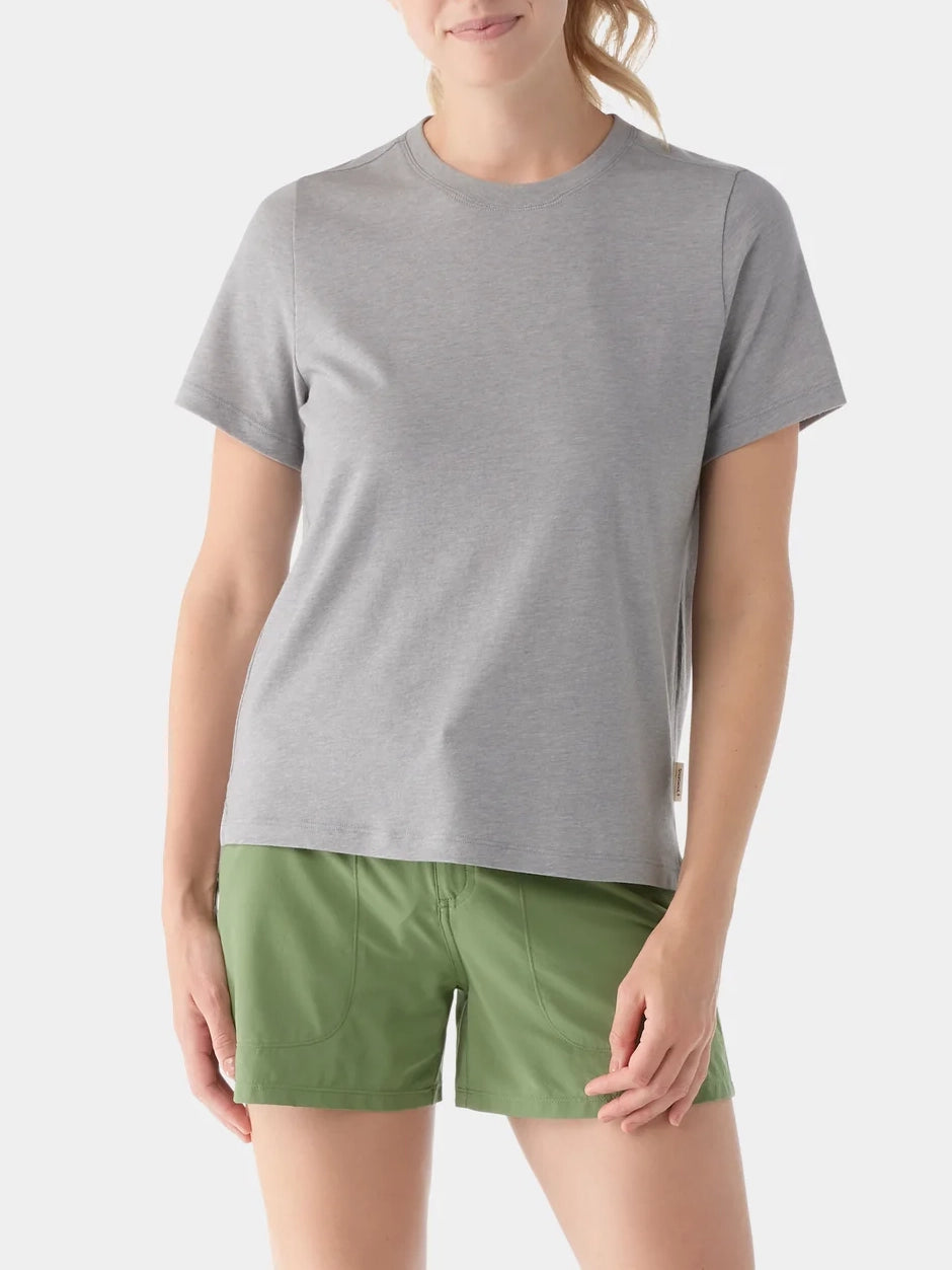 Smartwool Women's Perfect Crew Short Sleeve Tee Light Gray Heather