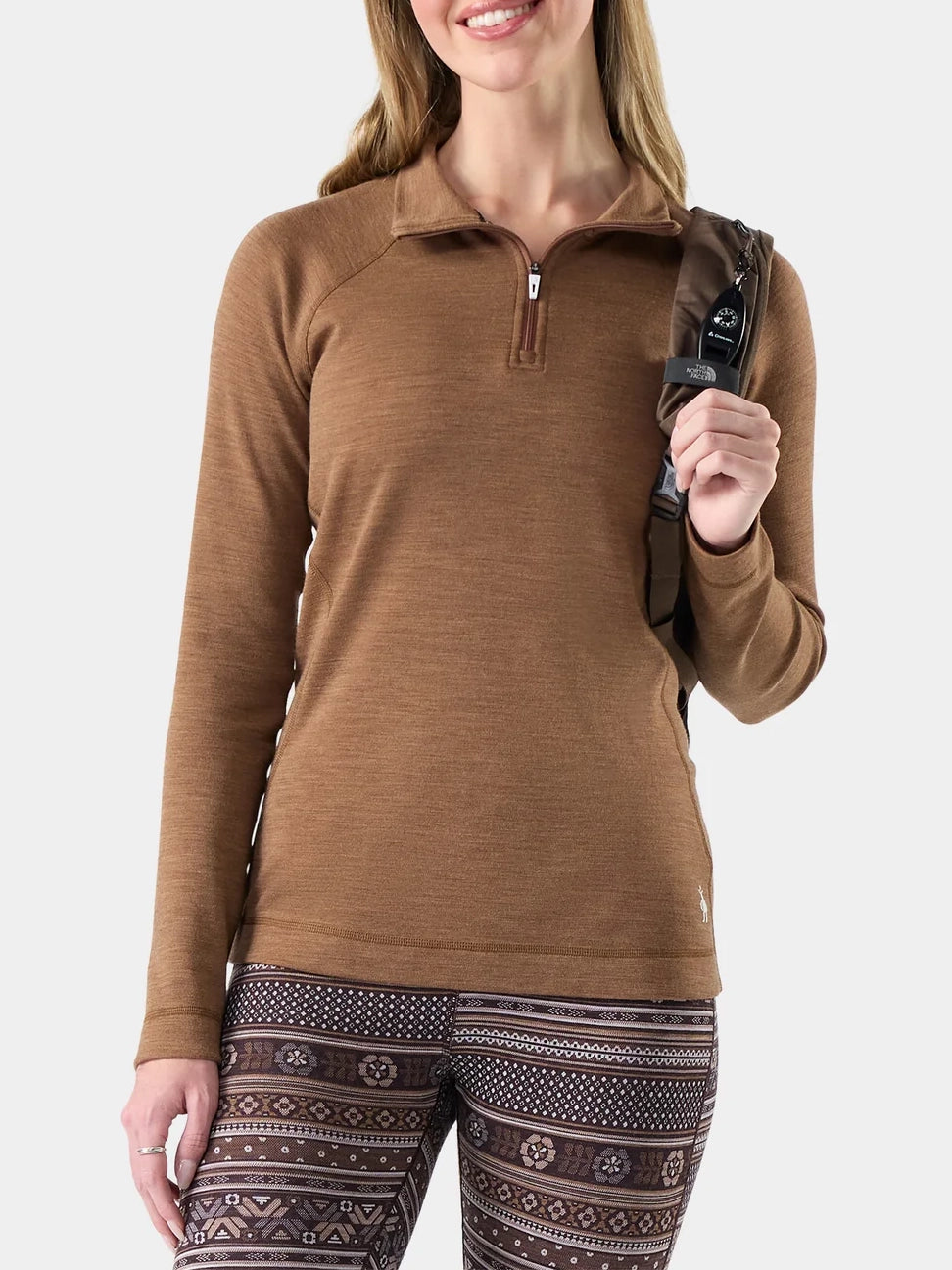 Smartwool Women's Classic Thermal Merino Base Layer 1/4 Zip Mocha Heather
