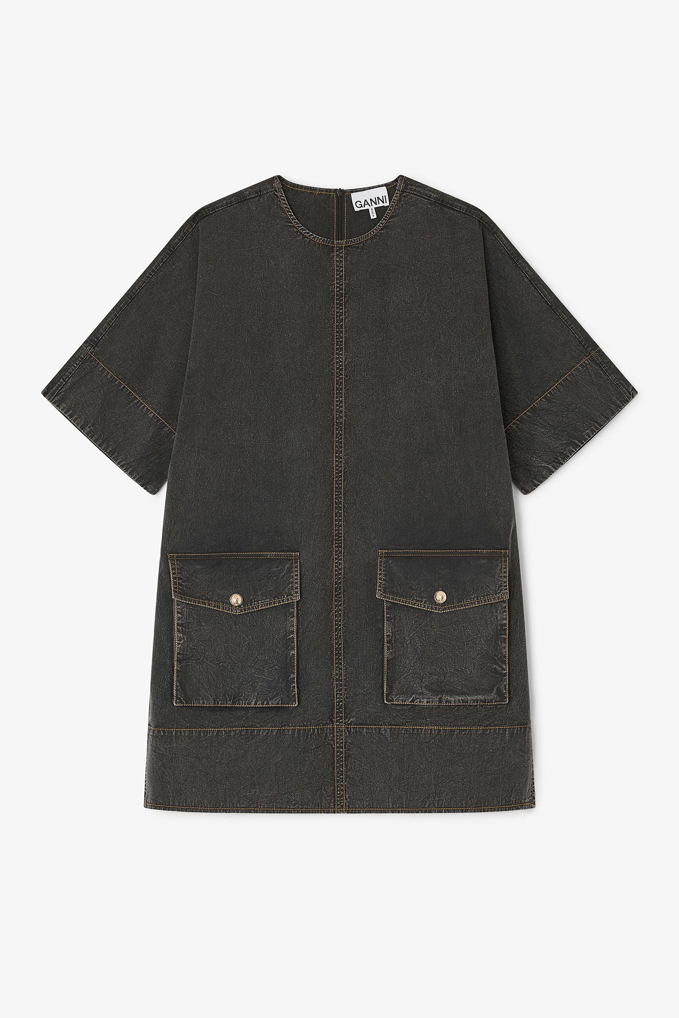 Ganni FBlack Washed Kimono Dress Black