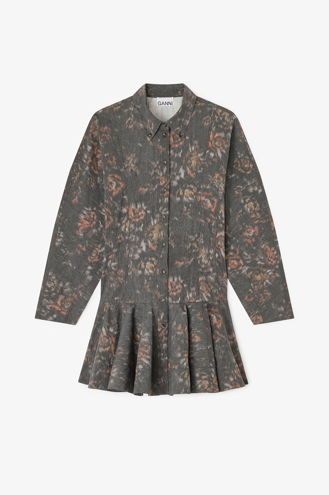 Ganni Floral Shirt Dress Black
