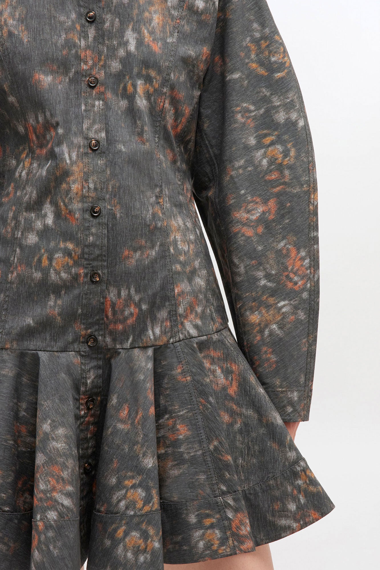 Ganni Floral Shirt Dress Black