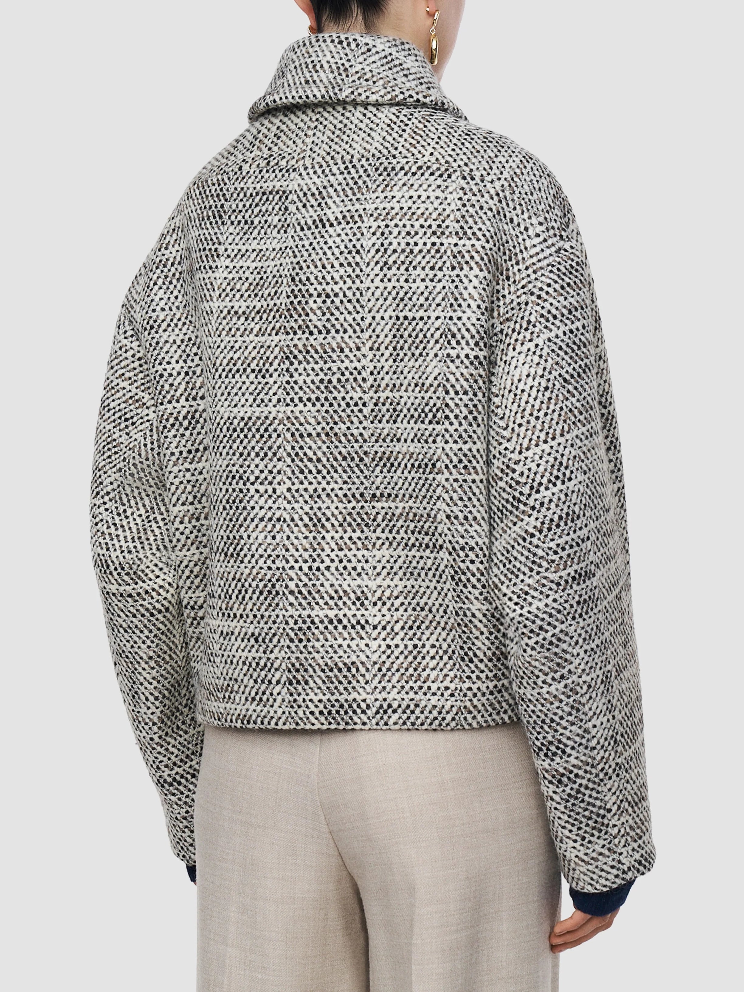 Joseph Geroux Crosshatch Virgin Wool Coat Cocoa Combo