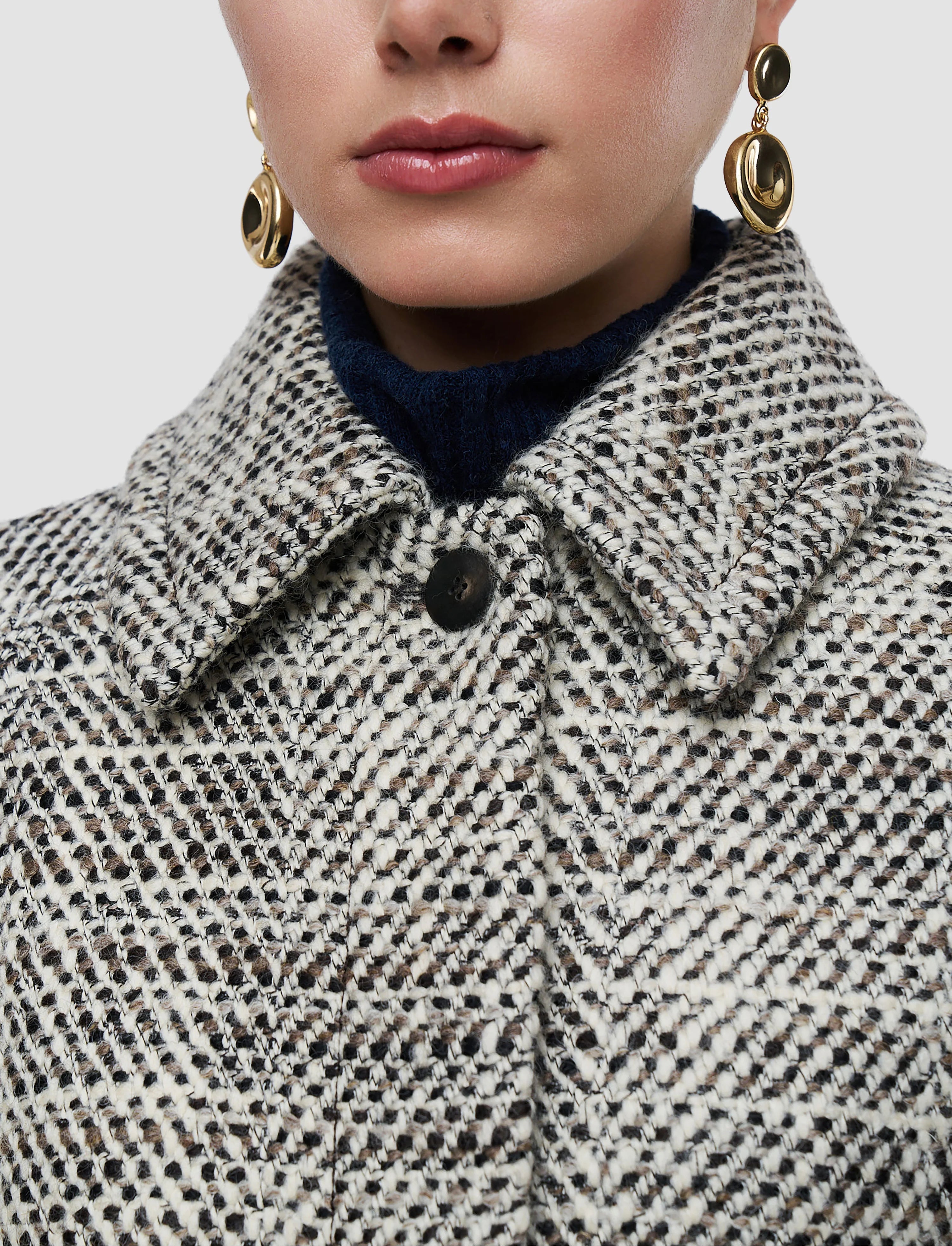 Joseph Geroux Crosshatch Virgin Wool Coat Cocoa Combo