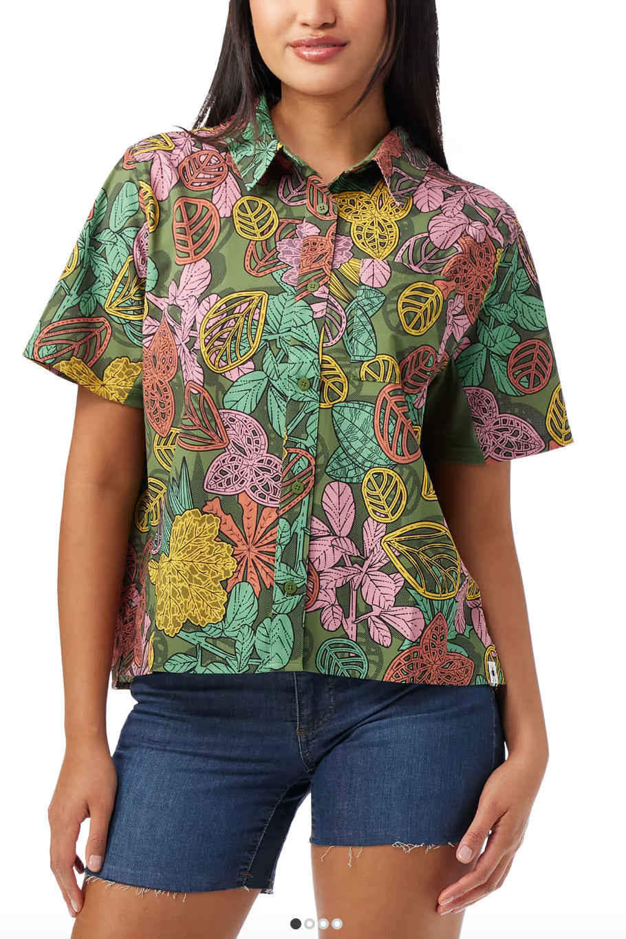 Smartwool Women’s Everyday Party Short Sleeve Button Down Fern Green