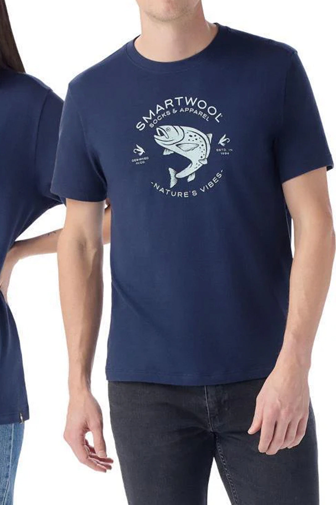Smartwool Trout Fishing Short Sleeve Graphic Tee Deep Navy