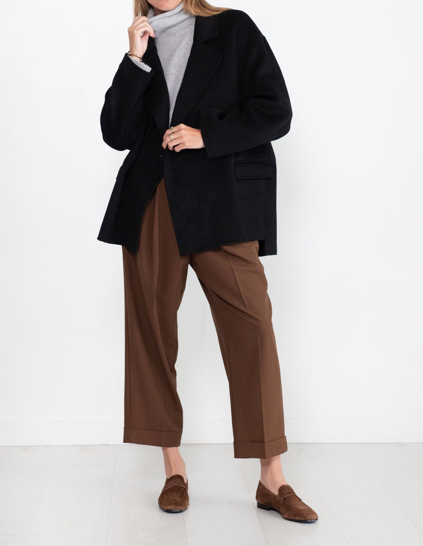 Loulou de Saison Lina Wool-Cashmere Blazer Black