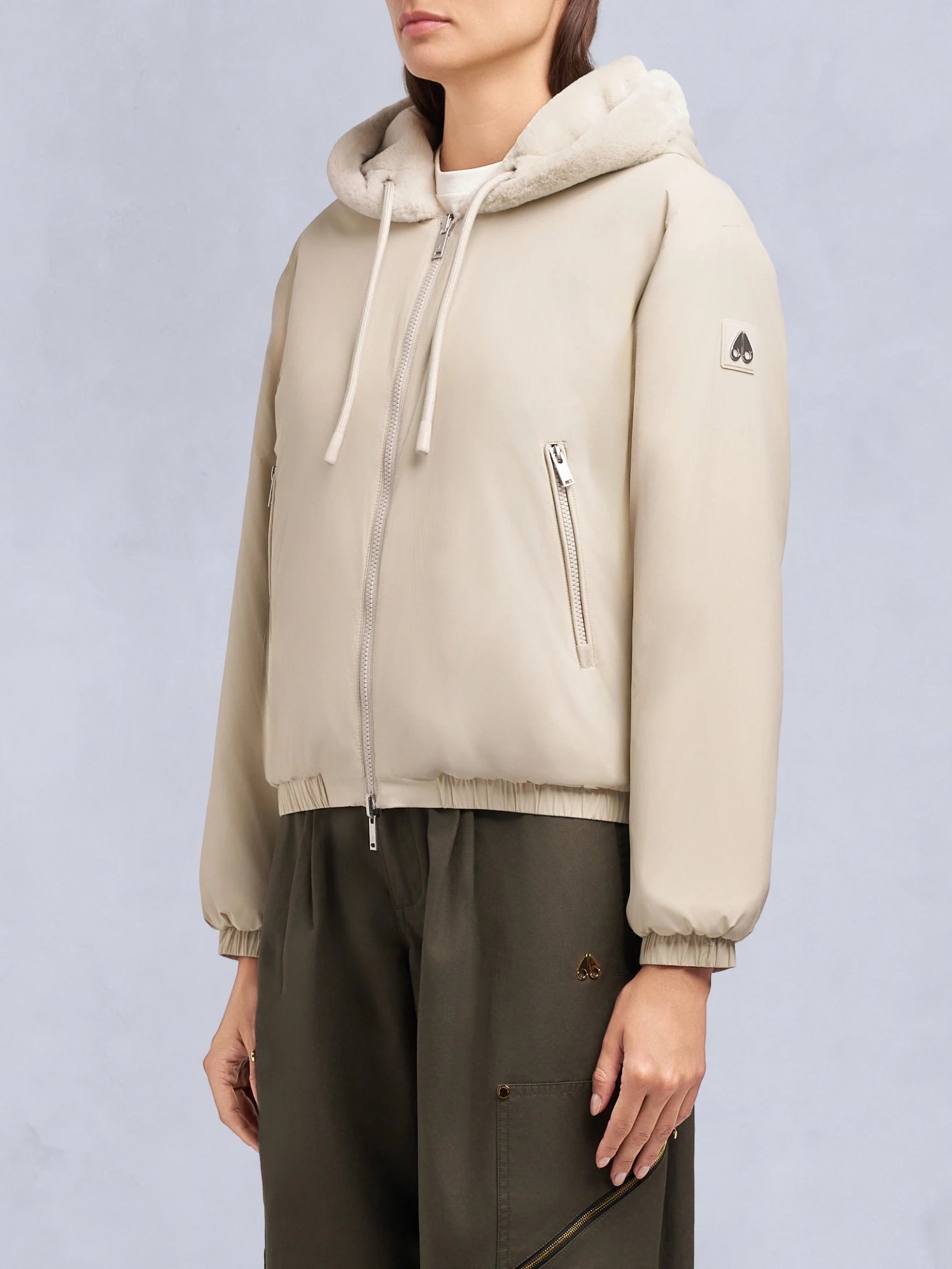 Moose Knuckles Eaton Bunny Reversible Hoodie Alabaster