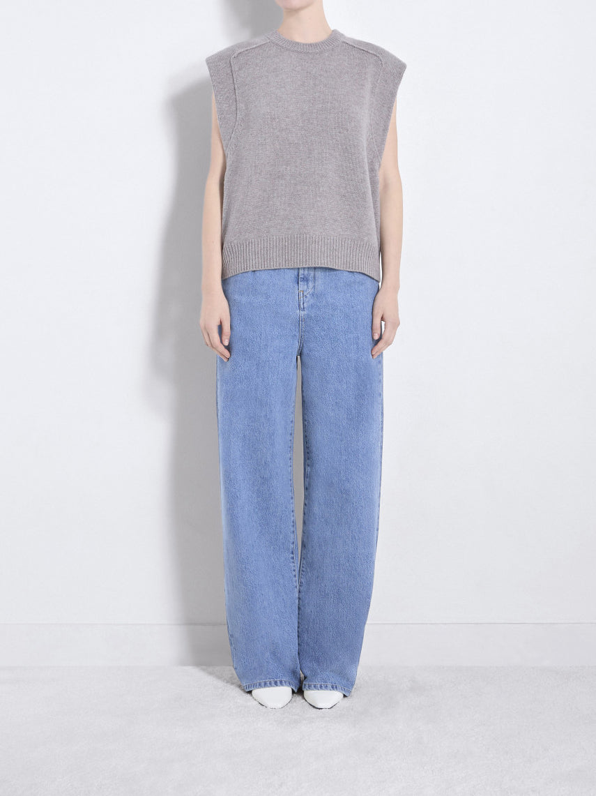 Loulou de Saison Mari Sleeveless Wool And Cashmere Top Ash Grey