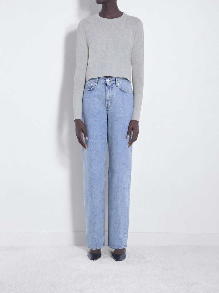 Loulou Studio Masal Organic cotton Long-sleeve T-shirt Grey Melange