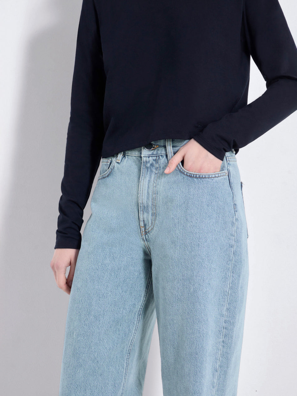 Loulou de Saison Samur Organic Denim Straight-leg Jeans Washed Light Blue