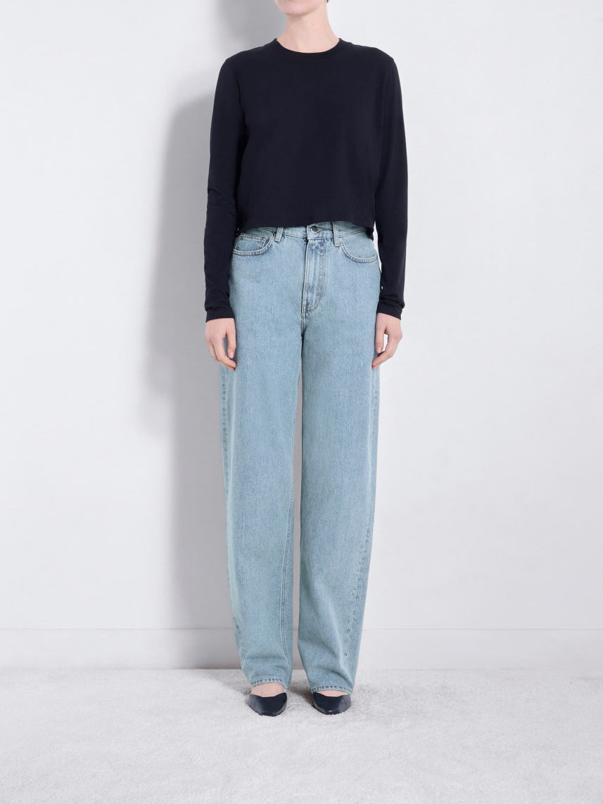 Loulou de Saison Samur Organic Denim Straight-leg Jeans Washed Light Blue