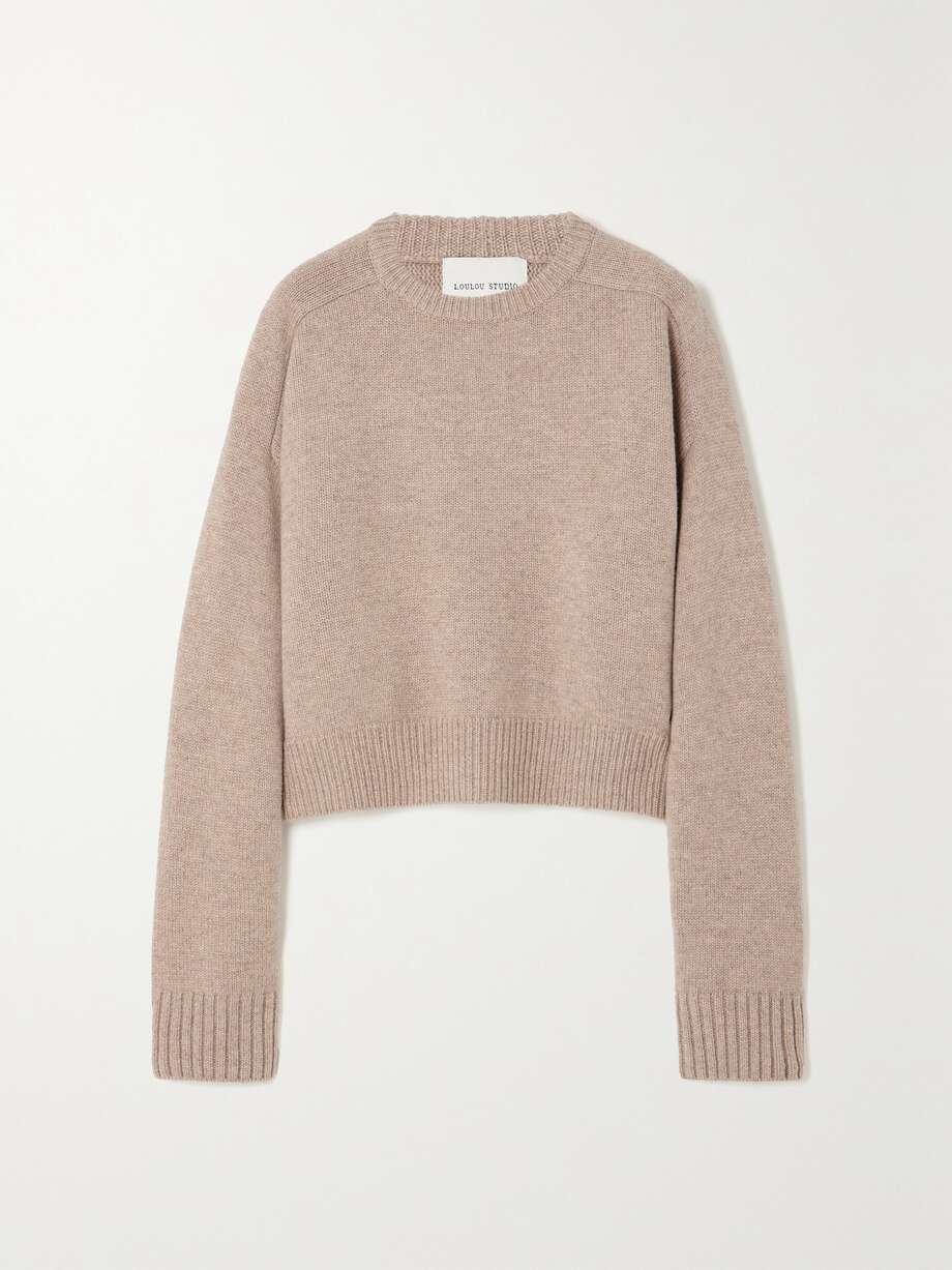Loulou de Saison Bruzzi Wool Cashmere Sweater Beige