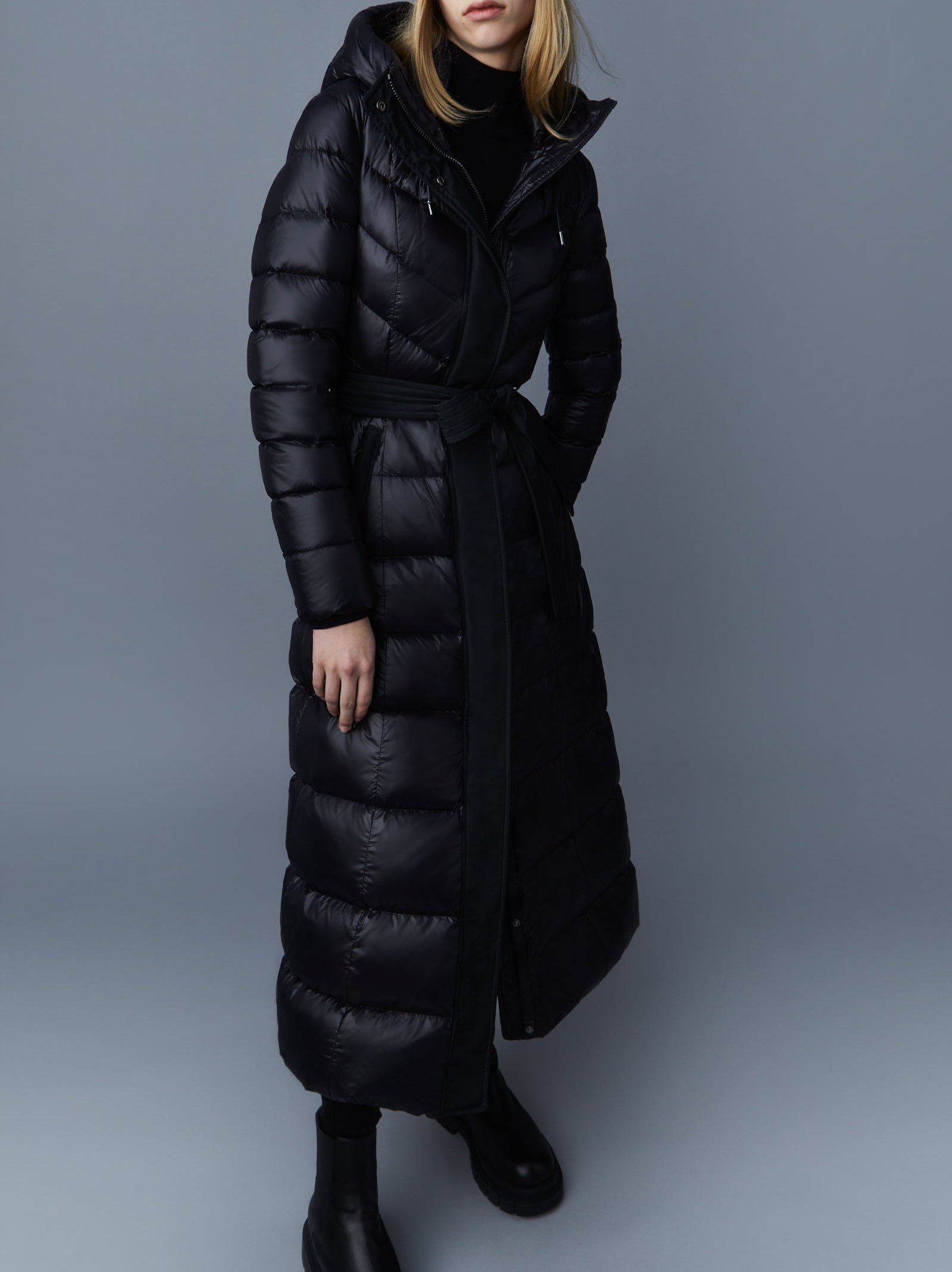 Mackage Calina Lustrous Light Down Maxi Coat Black