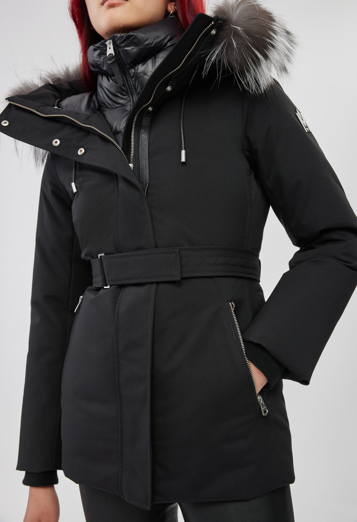 Mackage Jeni 2-In-1 Down Parka With Silver Fox Fur Black