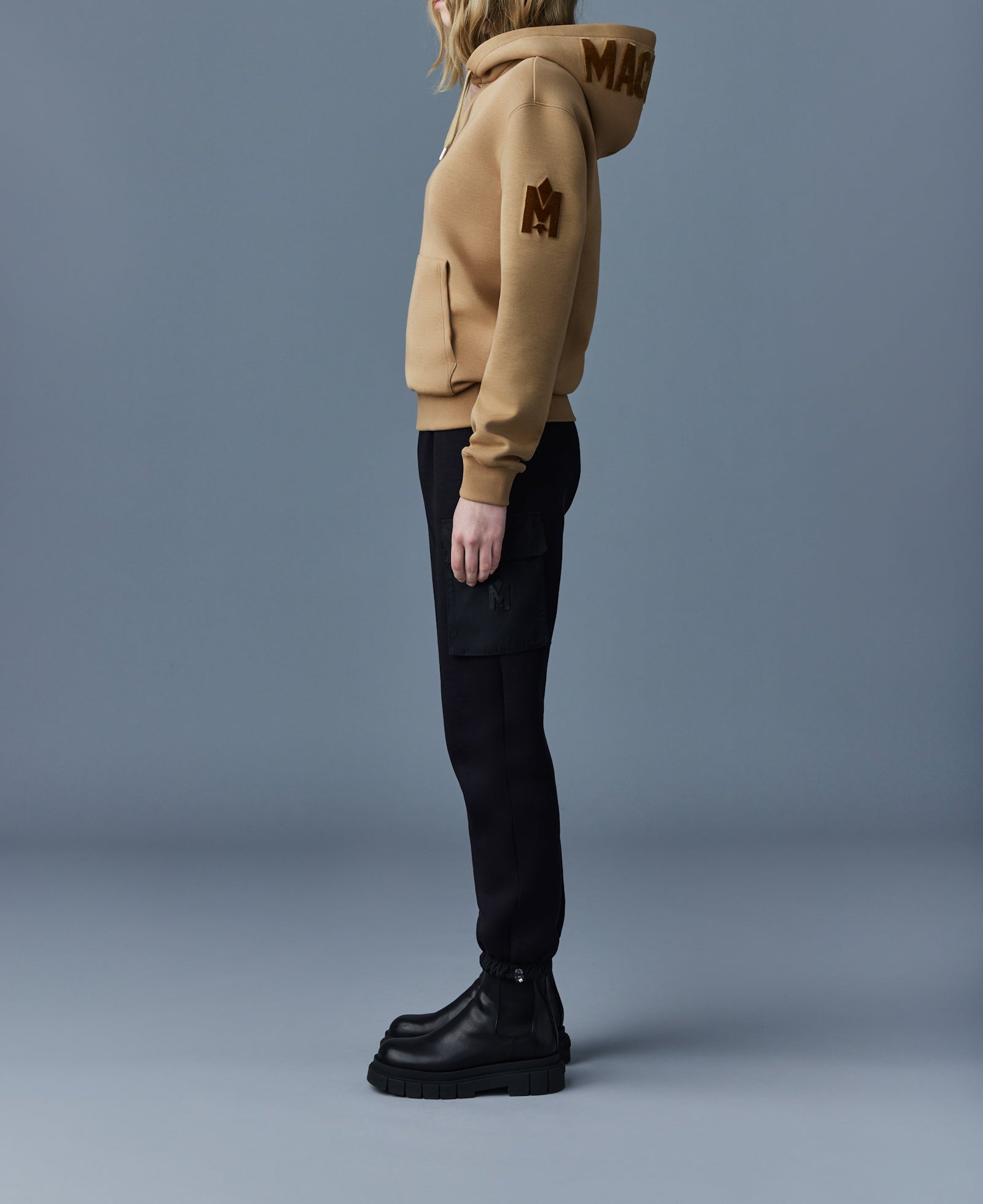 Mackage Krys Hoodie With Velvet Embroidery Camel