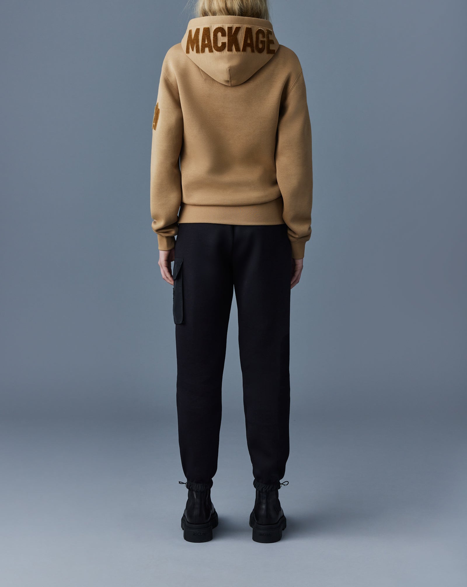 Mackage Krys Hoodie With Velvet Embroidery Camel