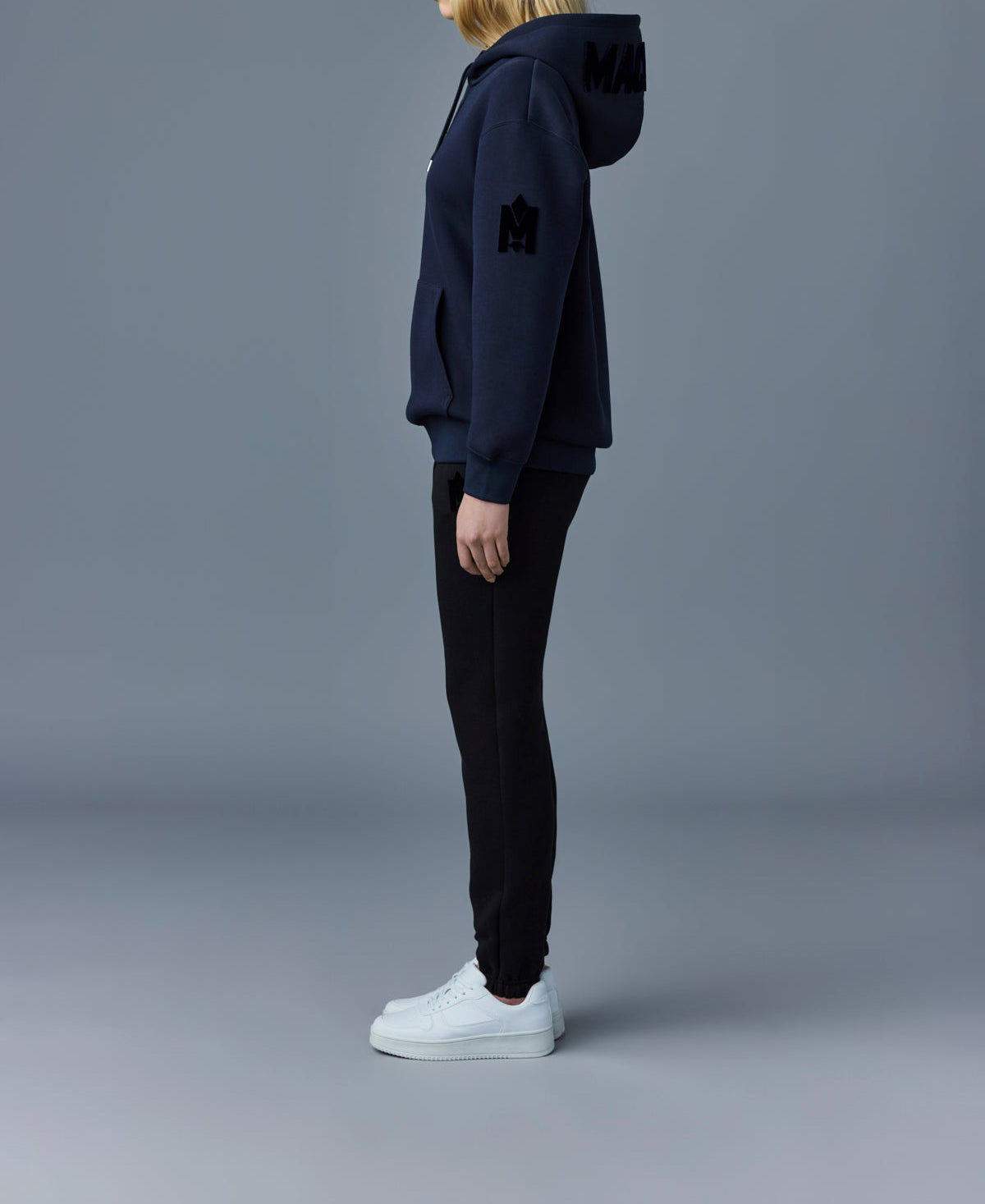 Mackage Krys Hoodie With Velvet Embroidery Navy