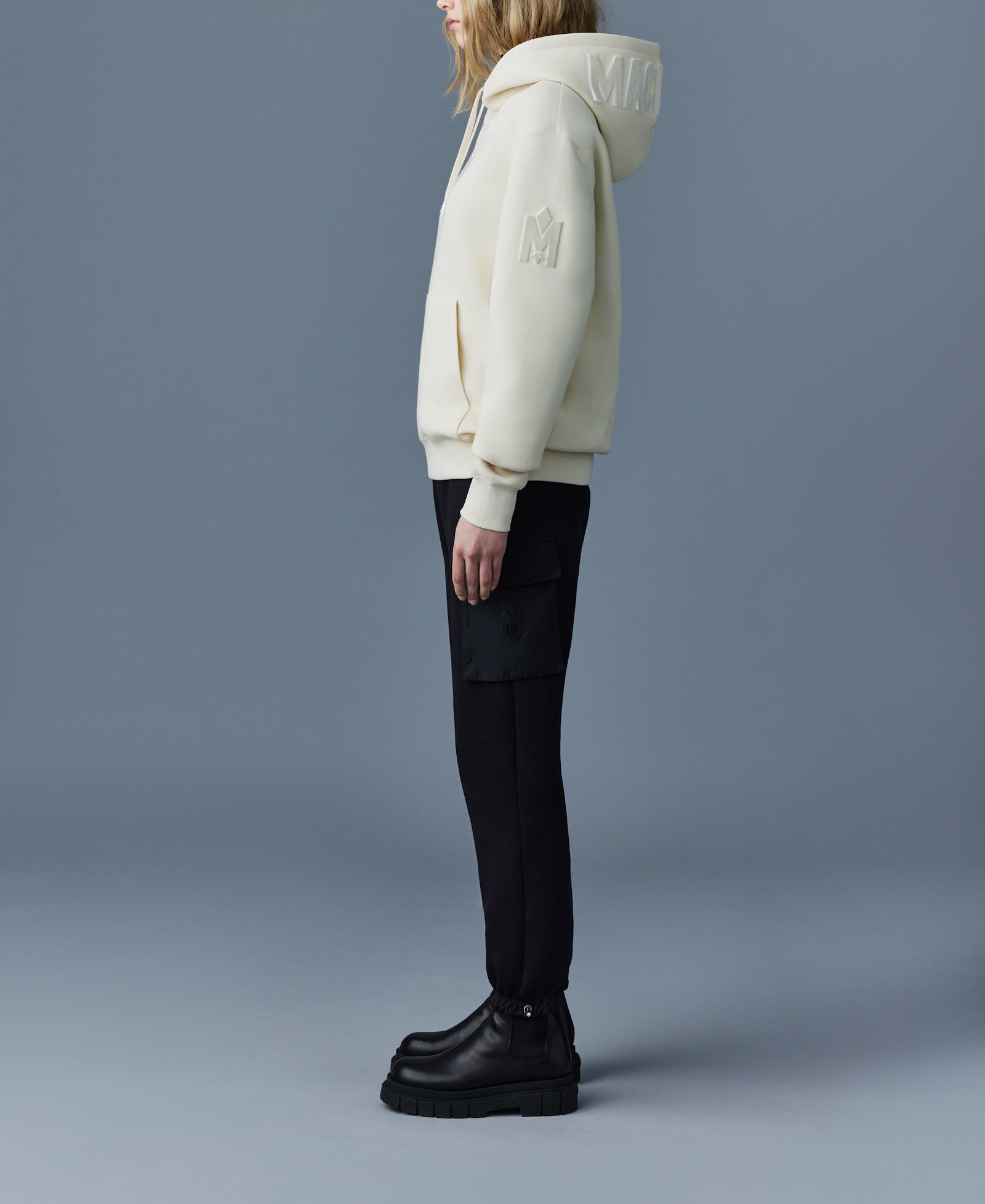 Mackage Krys Hoodie With Velvet Embroidery Cream