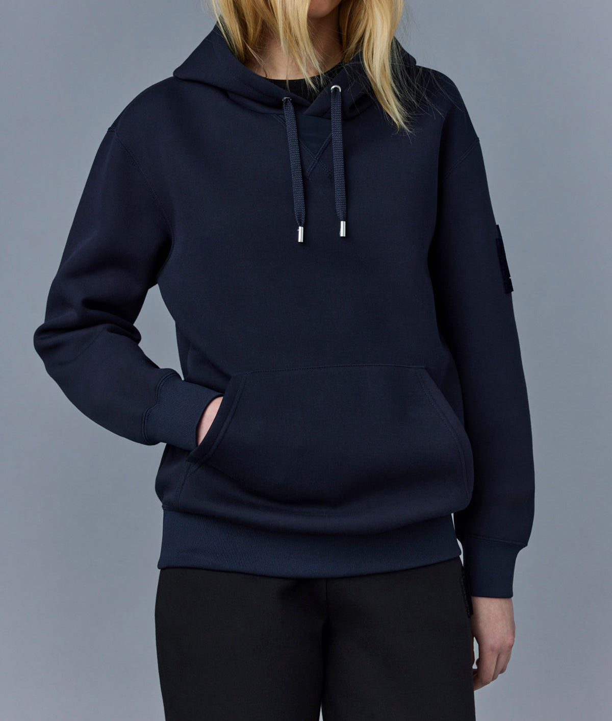 Mackage Krys Hoodie With Velvet Embroidery Navy